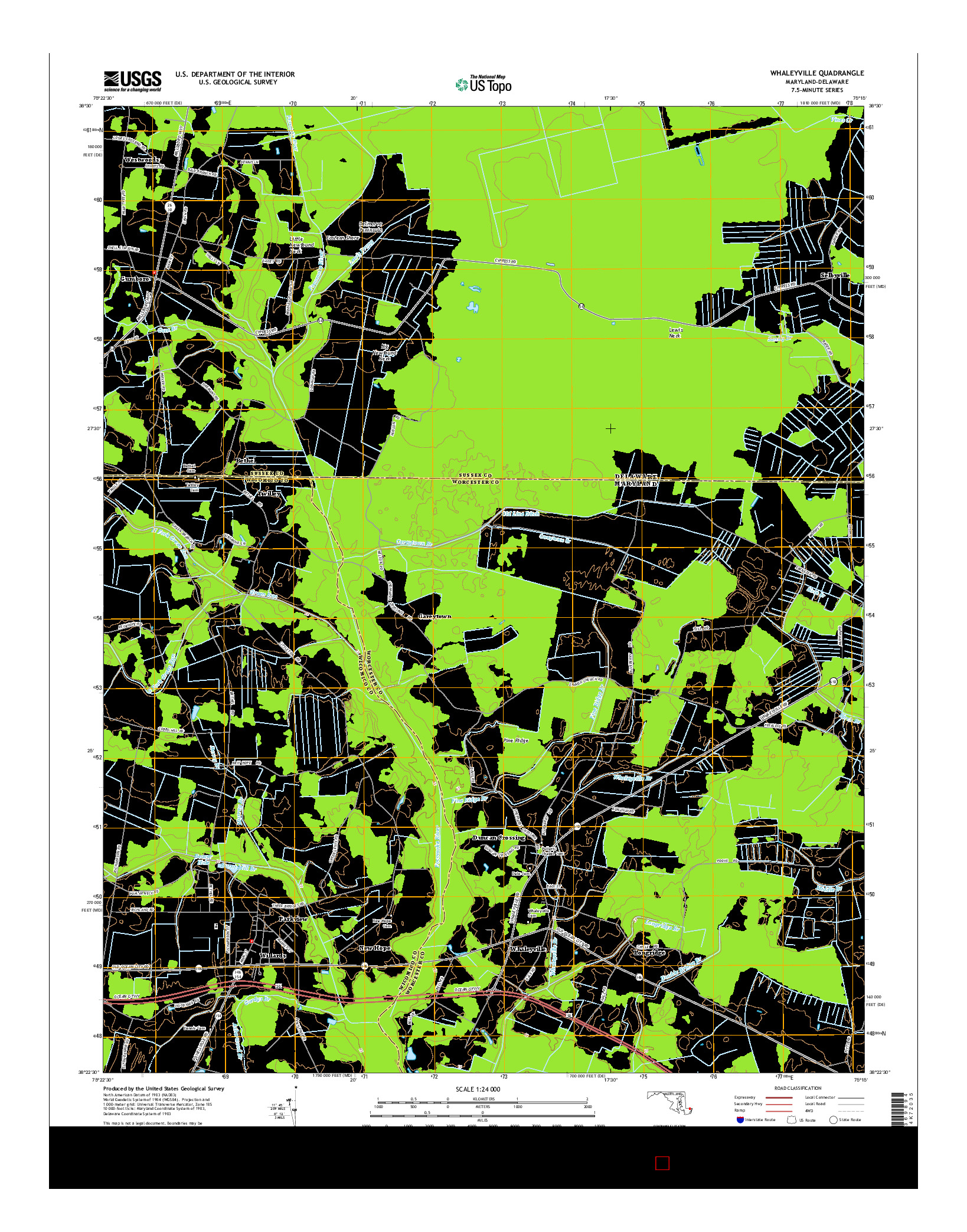 USGS US TOPO 7.5-MINUTE MAP FOR WHALEYVILLE, MD-DE 2014