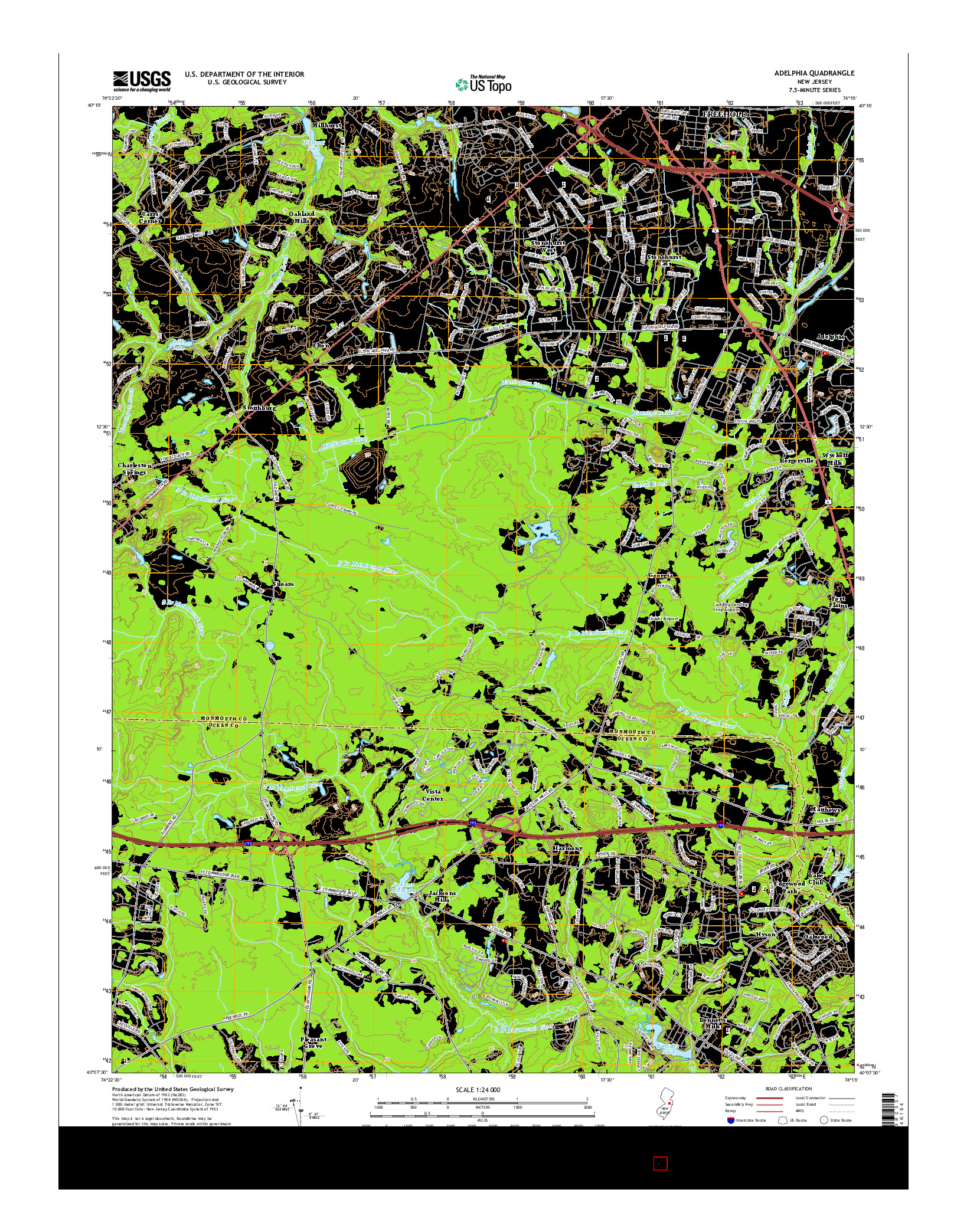 USGS US TOPO 7.5-MINUTE MAP FOR ADELPHIA, NJ 2014