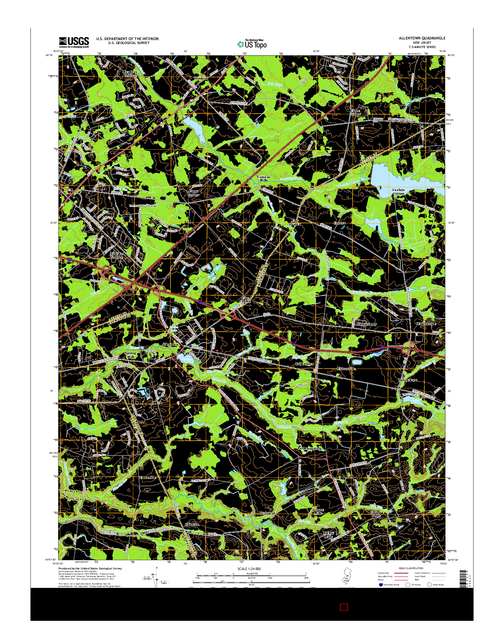 USGS US TOPO 7.5-MINUTE MAP FOR ALLENTOWN, NJ 2014
