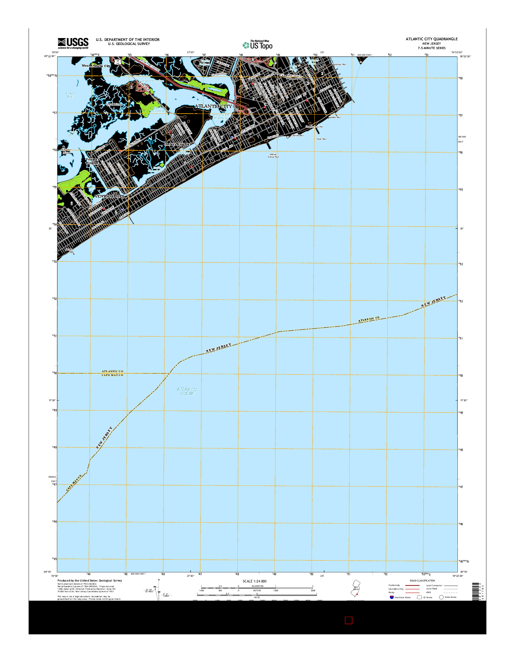 USGS US TOPO 7.5-MINUTE MAP FOR ATLANTIC CITY, NJ 2014