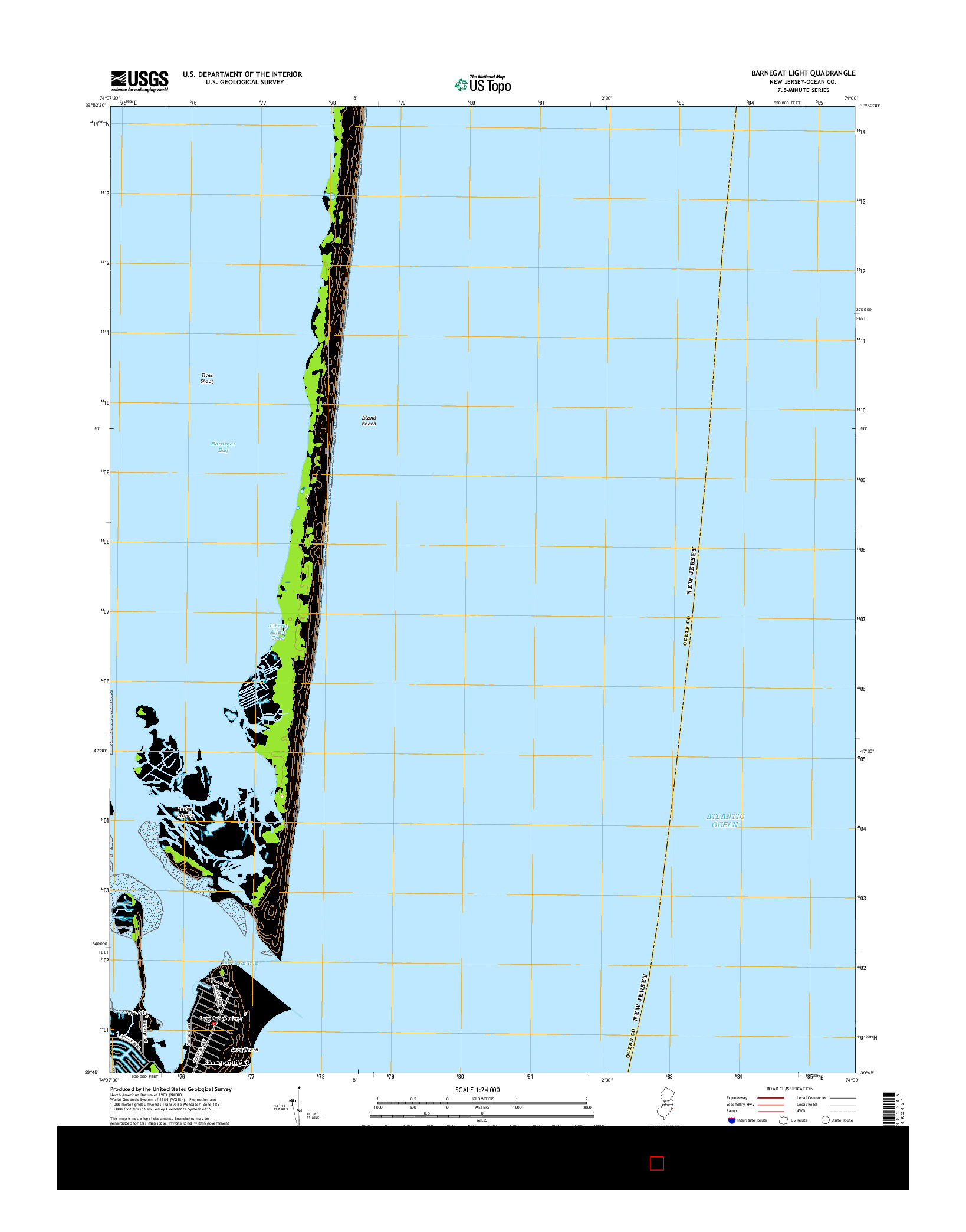 USGS US TOPO 7.5-MINUTE MAP FOR BARNEGAT LIGHT, NJ 2014