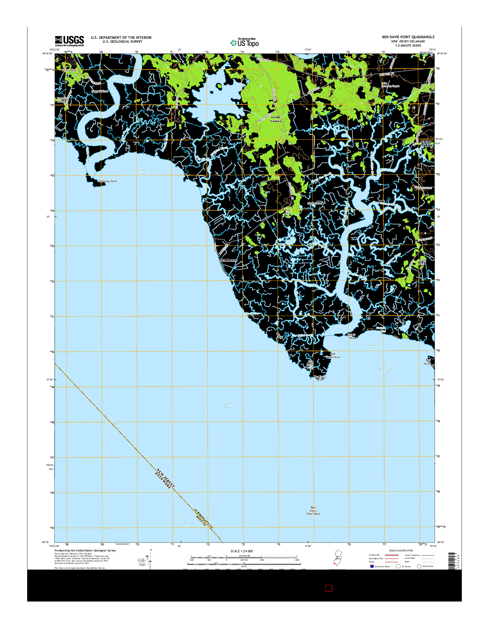 USGS US TOPO 7.5-MINUTE MAP FOR BEN DAVIS POINT, NJ-DE 2014