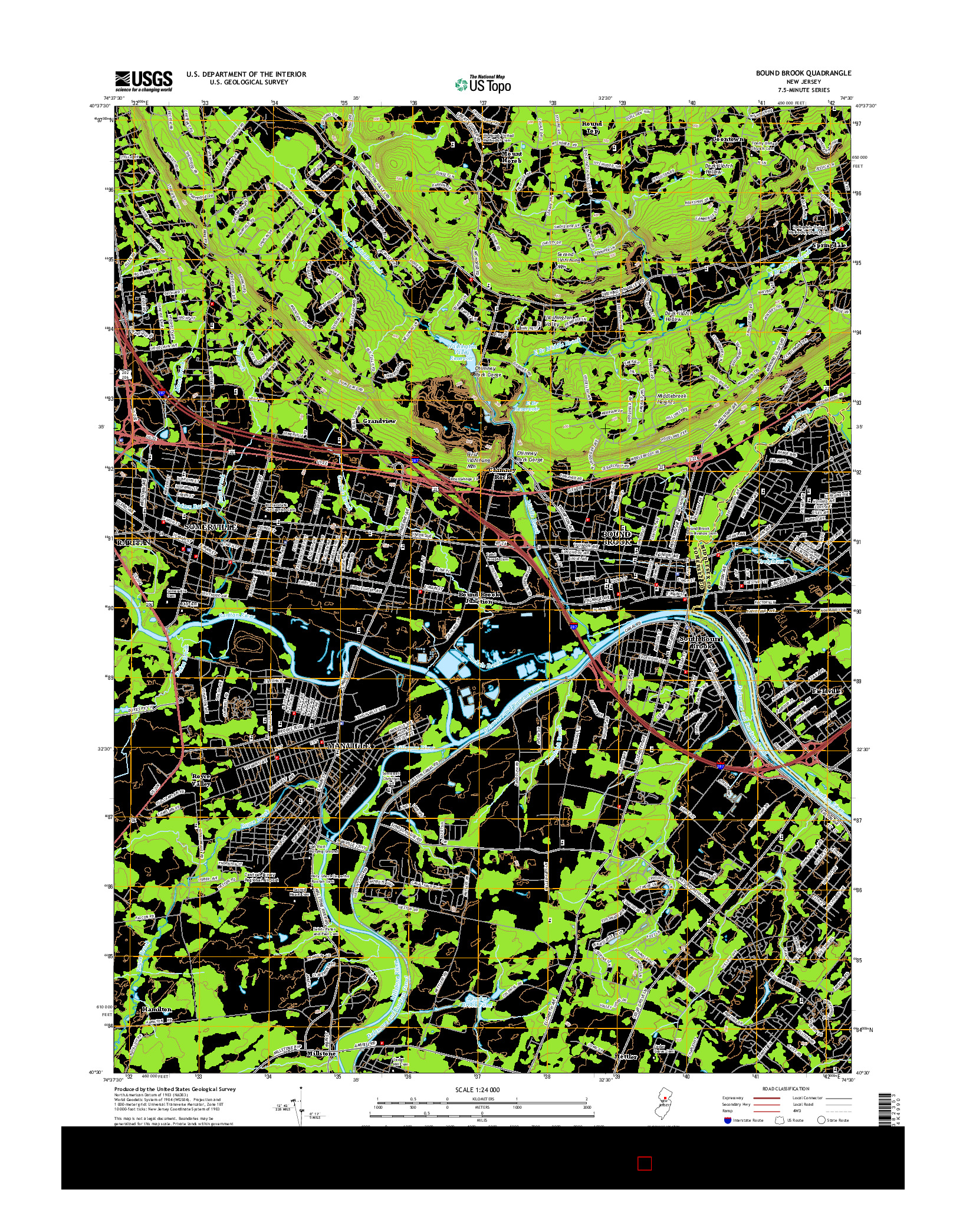 USGS US TOPO 7.5-MINUTE MAP FOR BOUND BROOK, NJ 2014