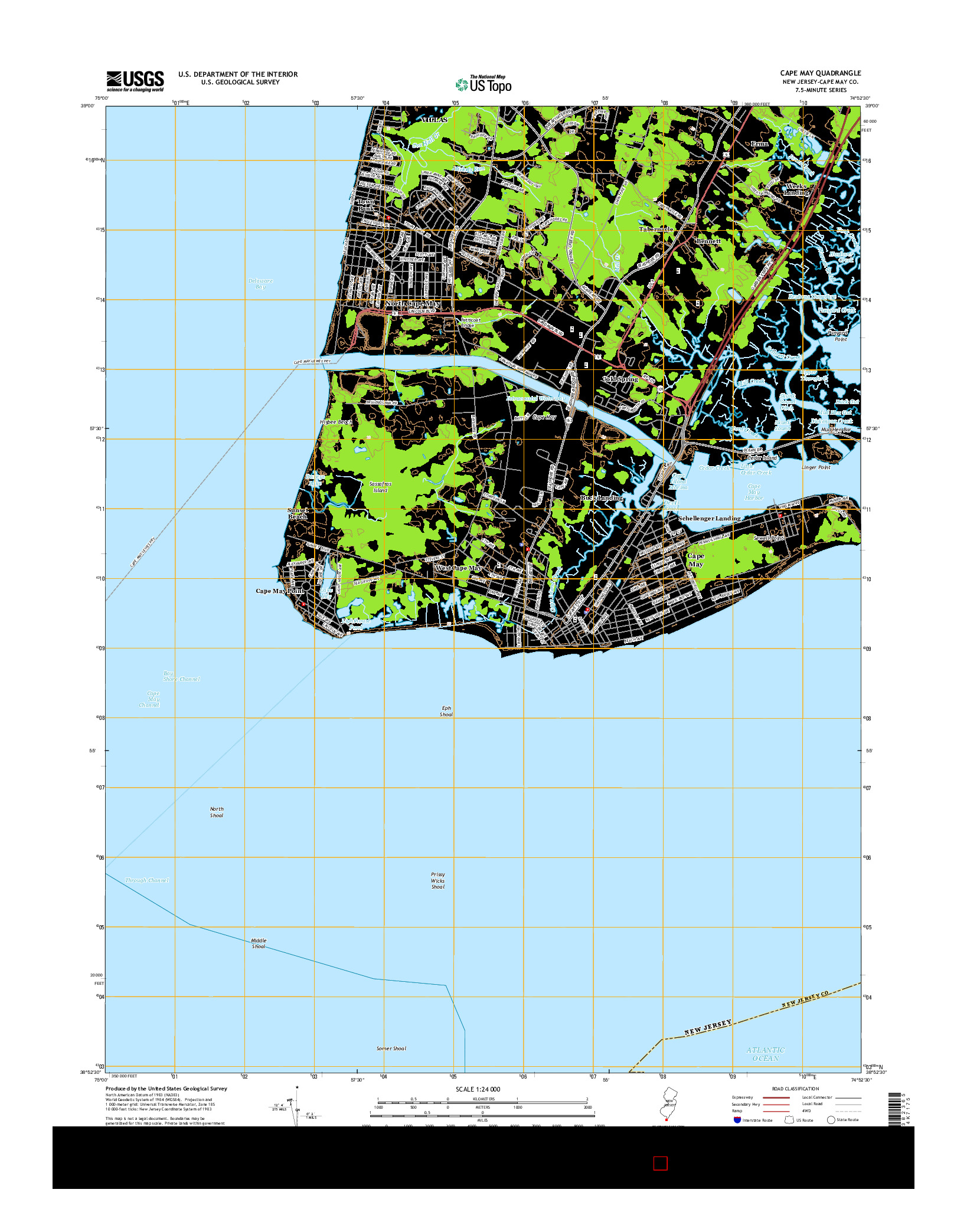 USGS US TOPO 7.5-MINUTE MAP FOR CAPE MAY, NJ 2014