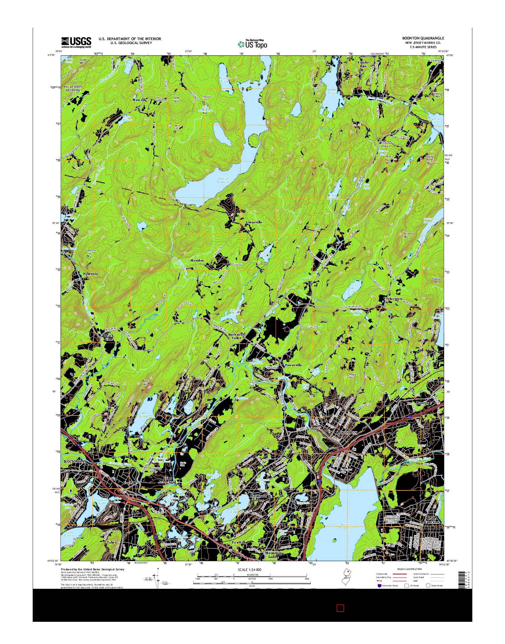 USGS US TOPO 7.5-MINUTE MAP FOR BOONTON, NJ 2014