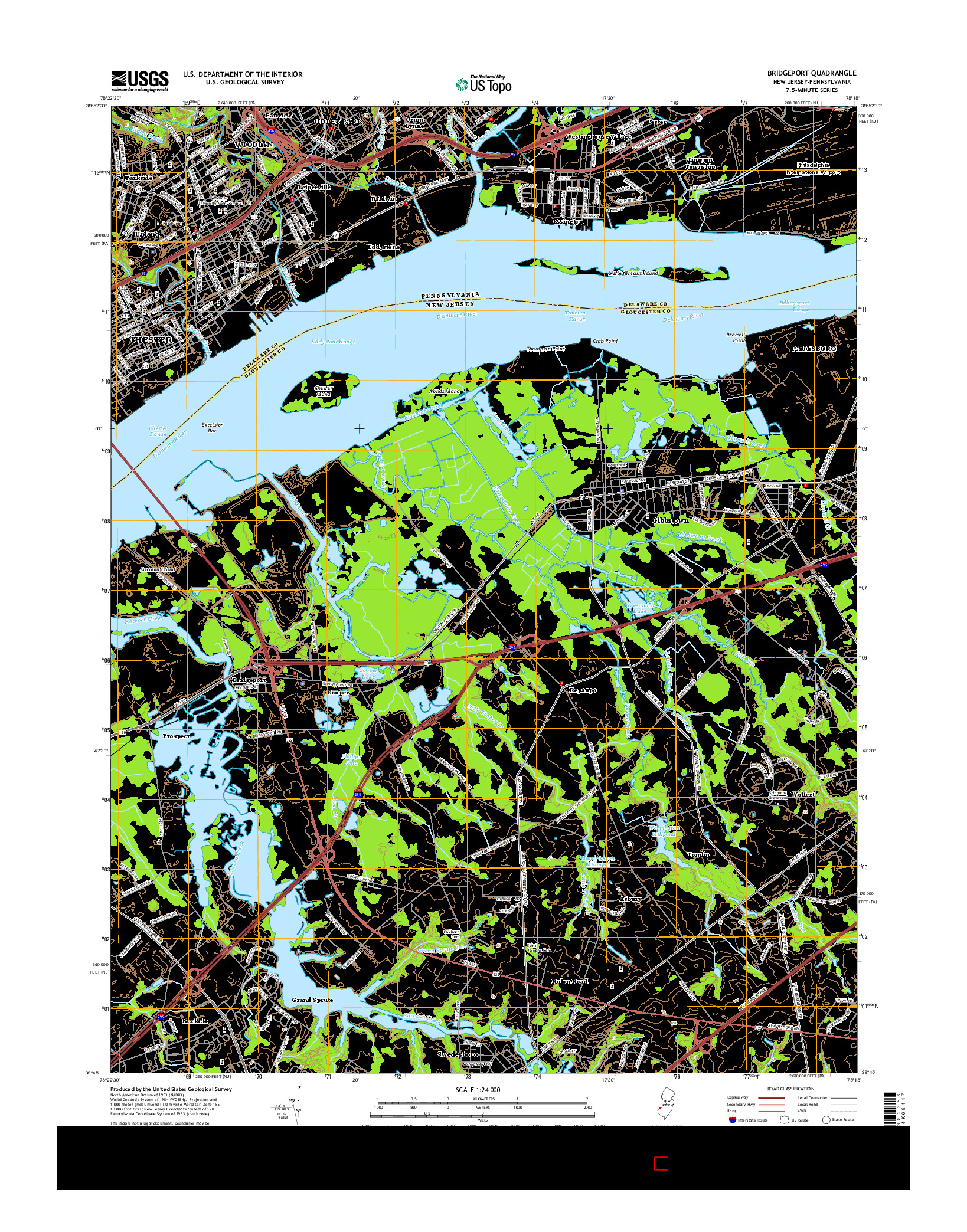 USGS US TOPO 7.5-MINUTE MAP FOR BRIDGEPORT, NJ-PA 2014