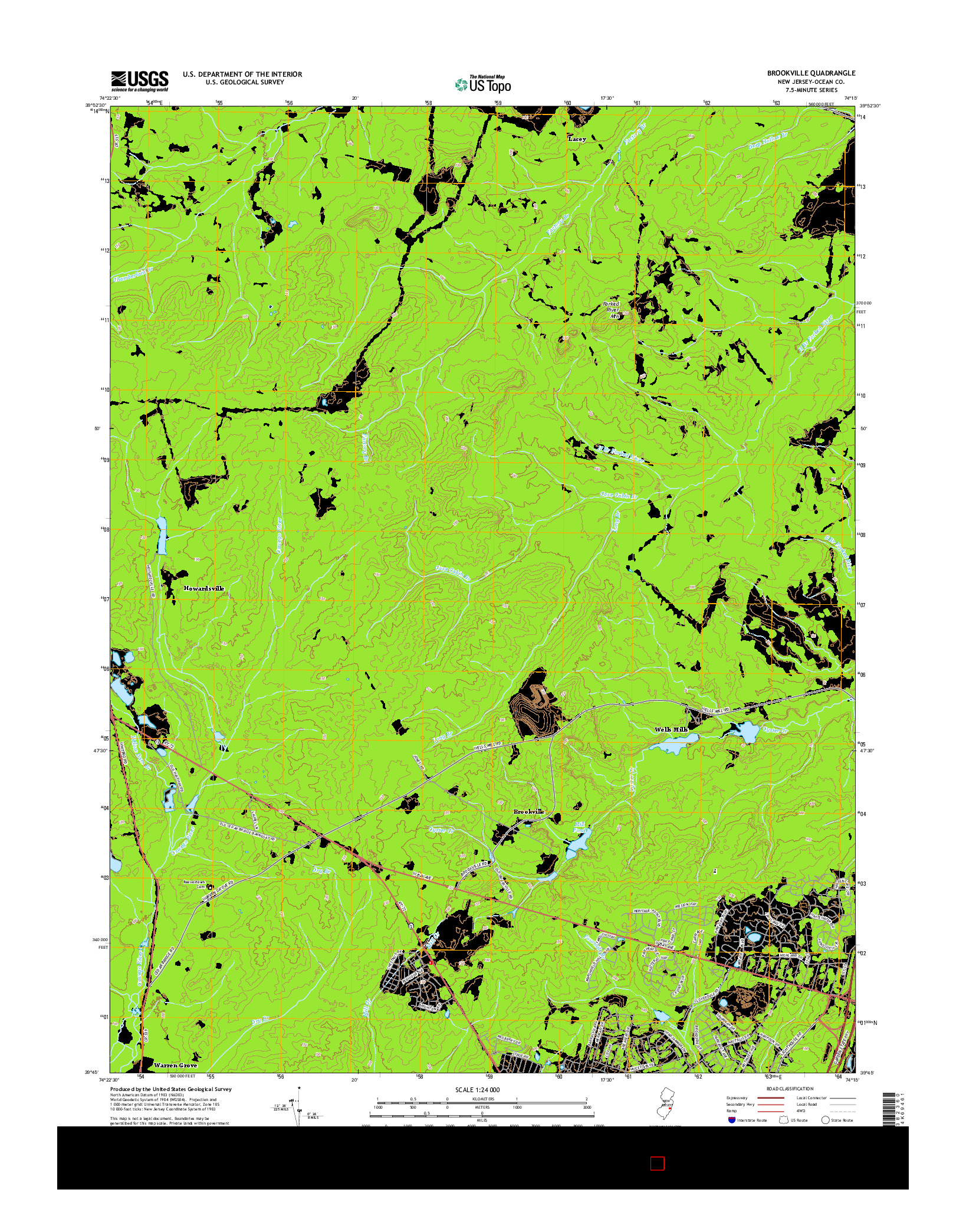 USGS US TOPO 7.5-MINUTE MAP FOR BROOKVILLE, NJ 2014