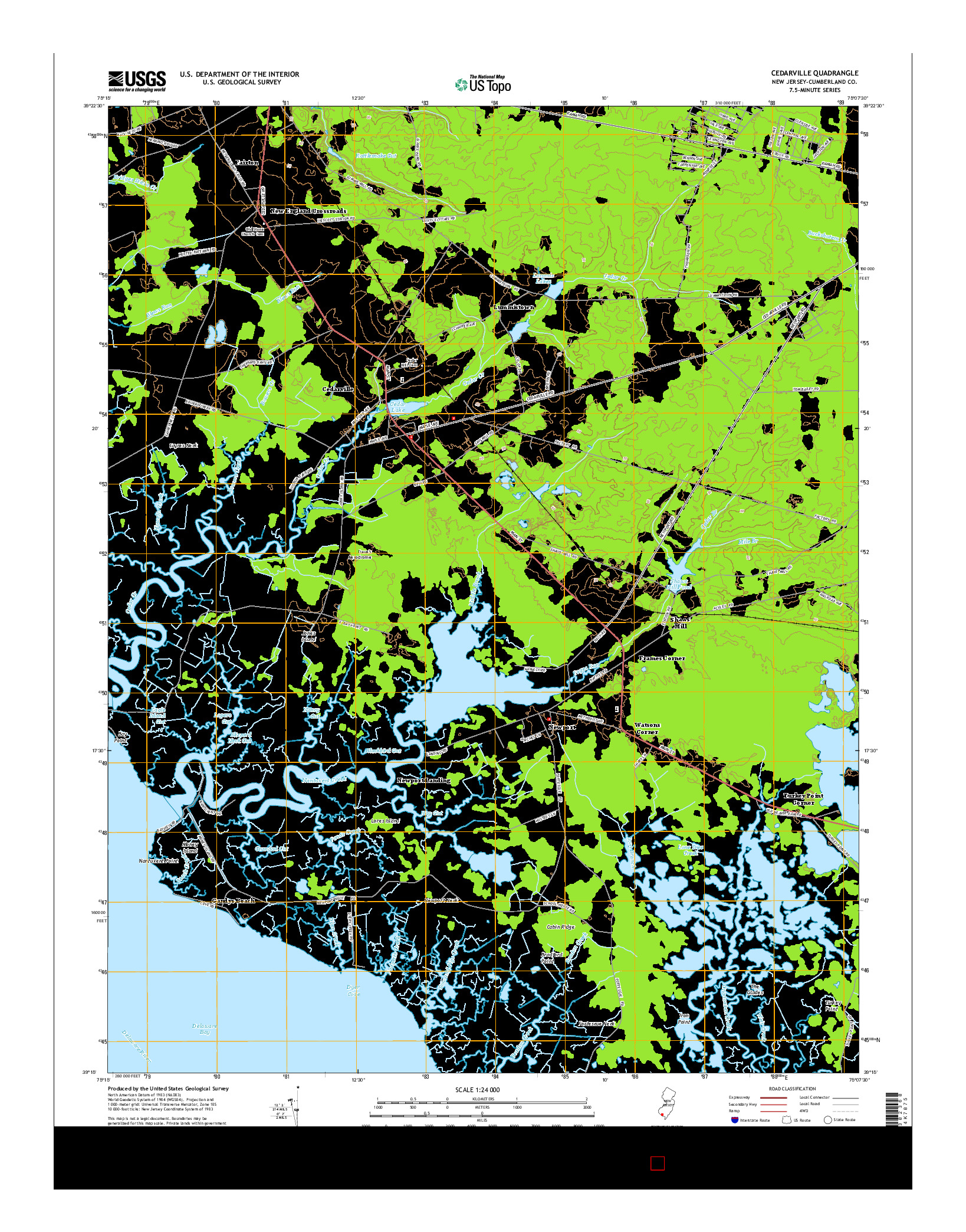USGS US TOPO 7.5-MINUTE MAP FOR CEDARVILLE, NJ 2014