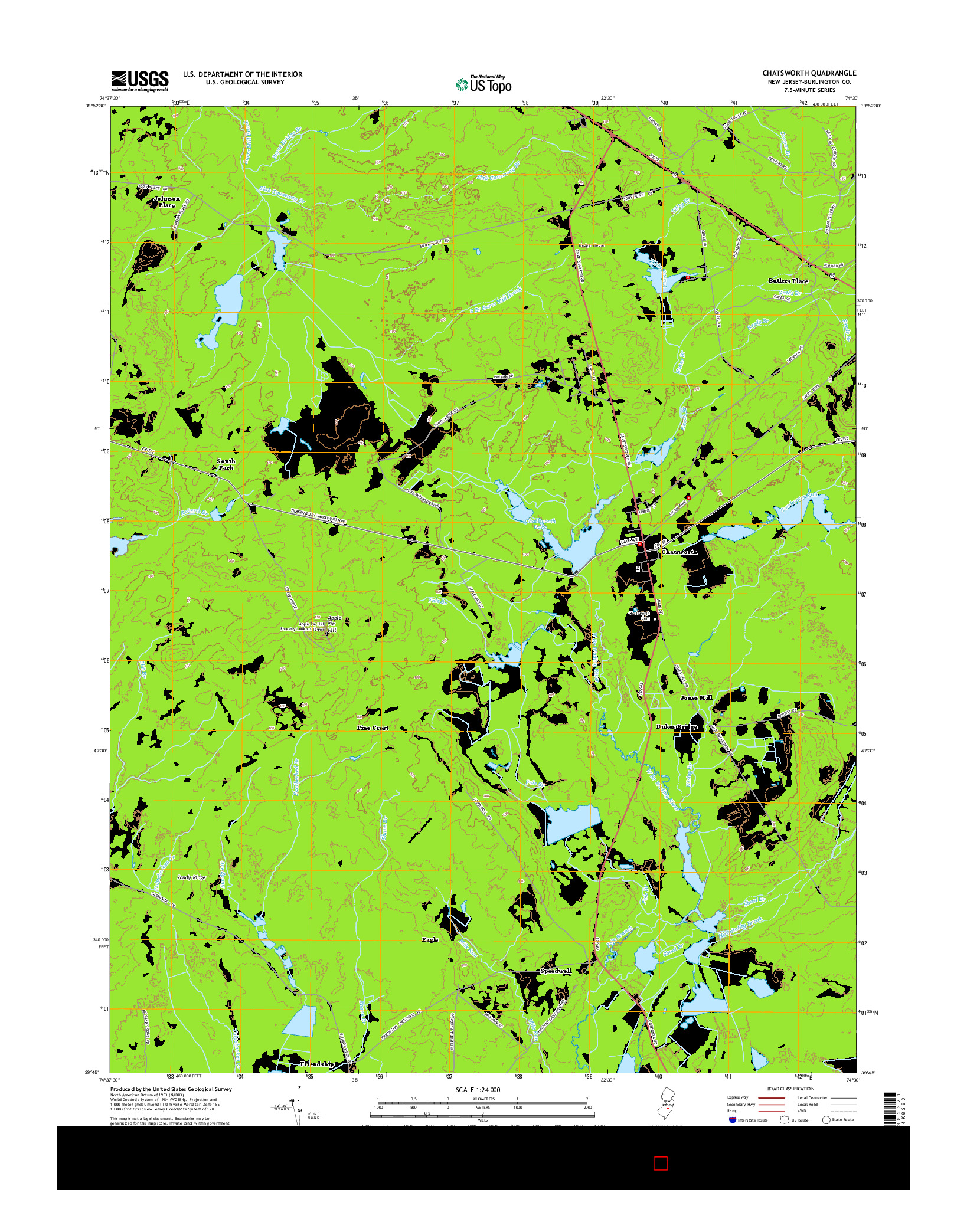 USGS US TOPO 7.5-MINUTE MAP FOR CHATSWORTH, NJ 2014
