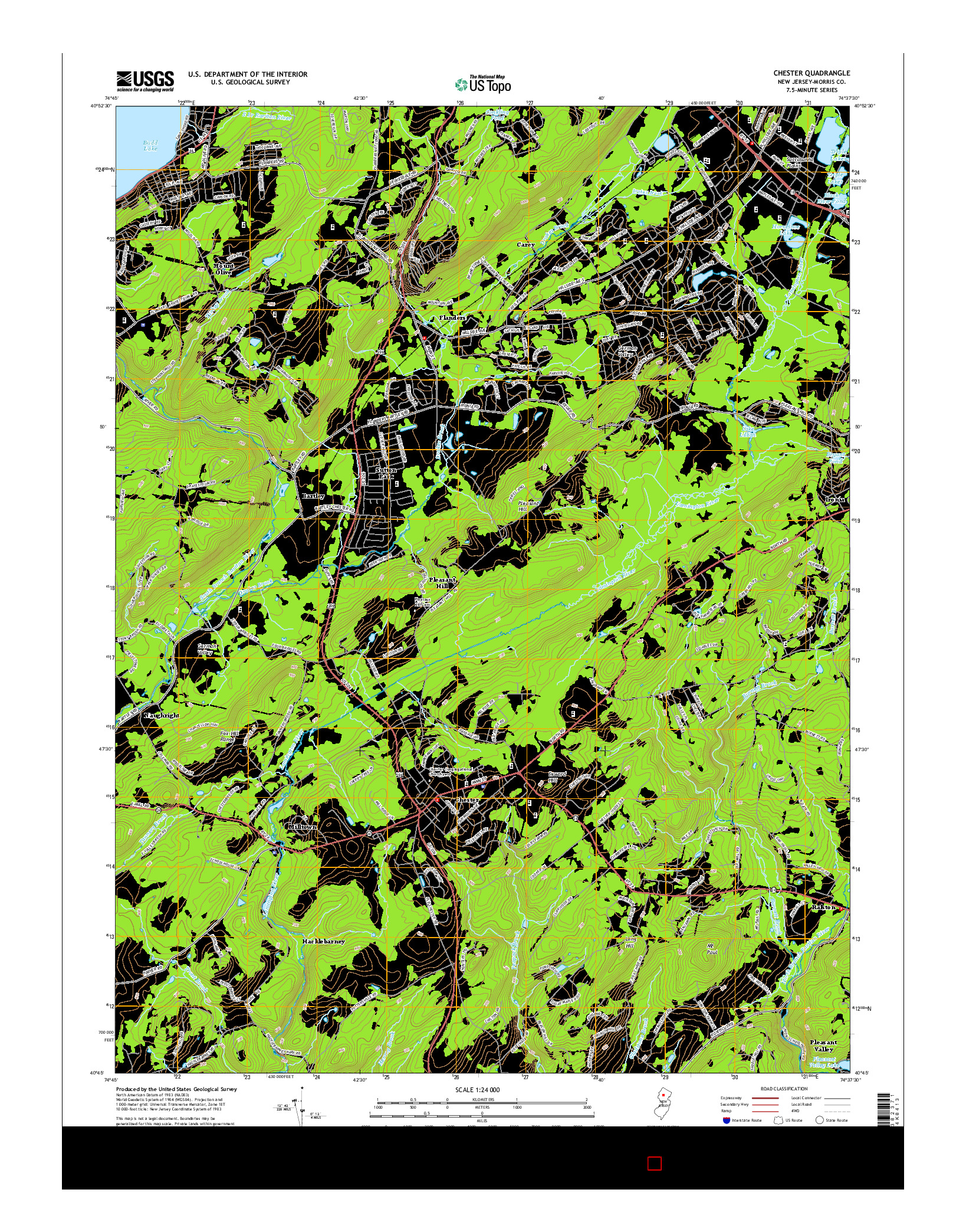 USGS US TOPO 7.5-MINUTE MAP FOR CHESTER, NJ 2014