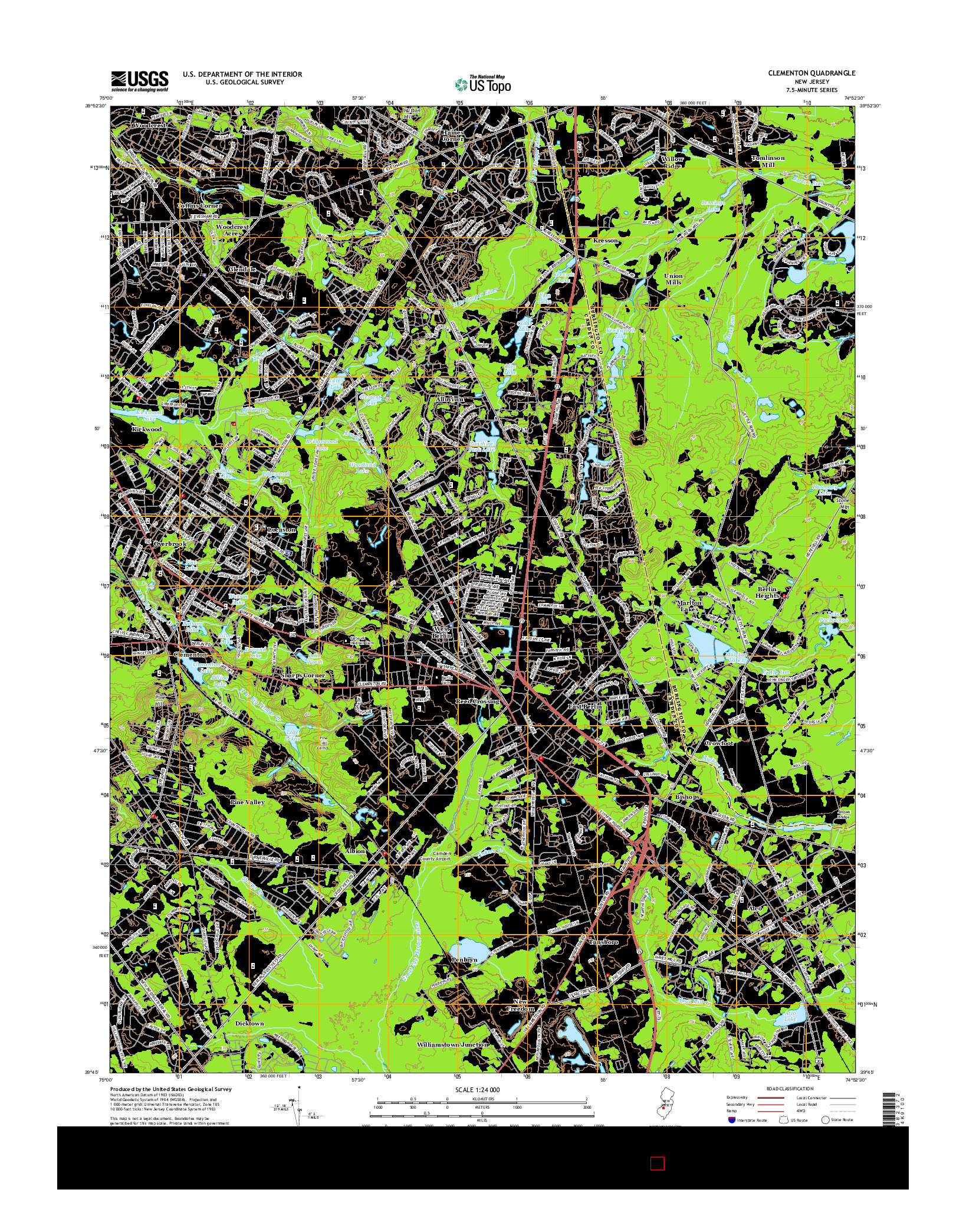 USGS US TOPO 7.5-MINUTE MAP FOR CLEMENTON, NJ 2014