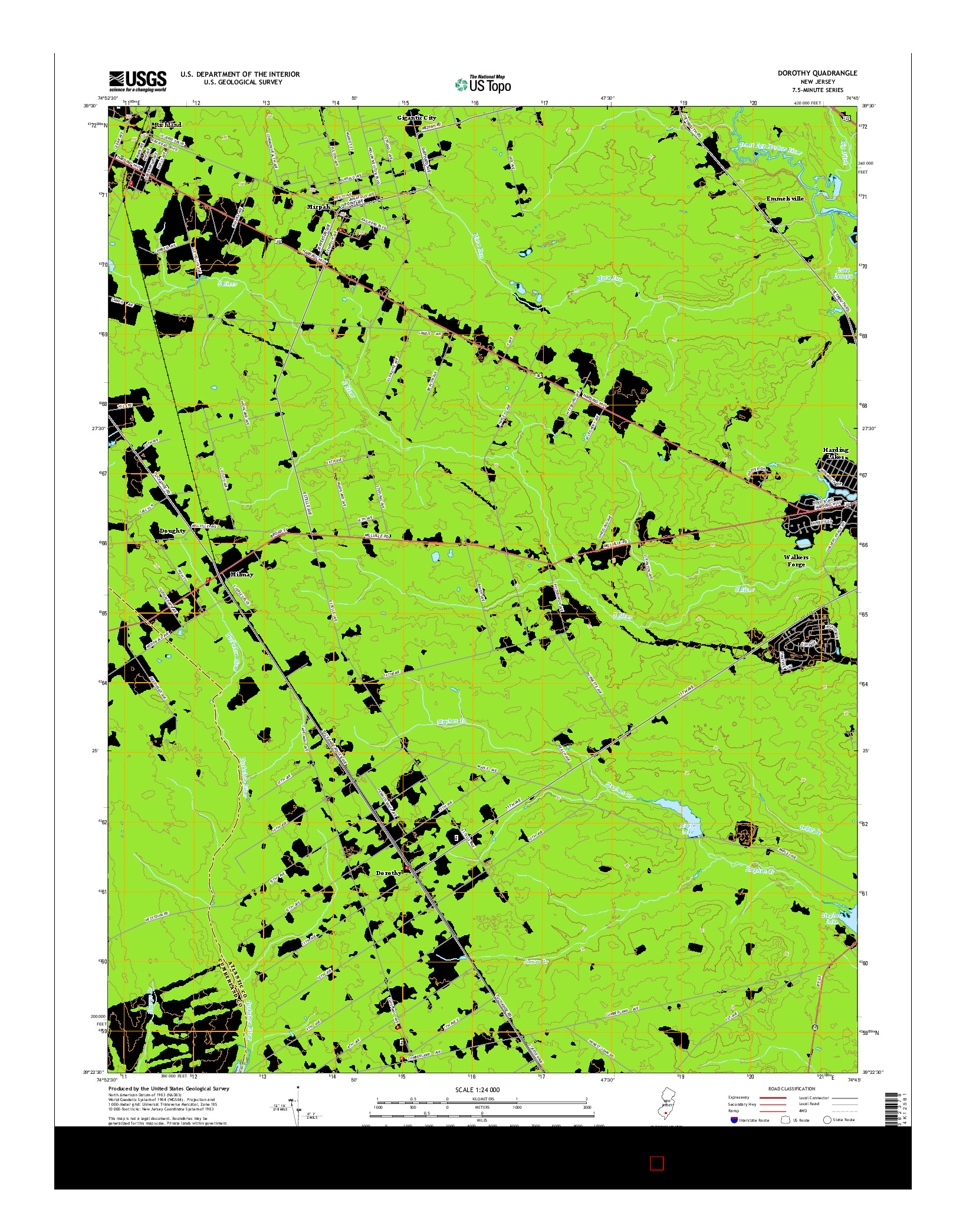 USGS US TOPO 7.5-MINUTE MAP FOR DOROTHY, NJ 2014