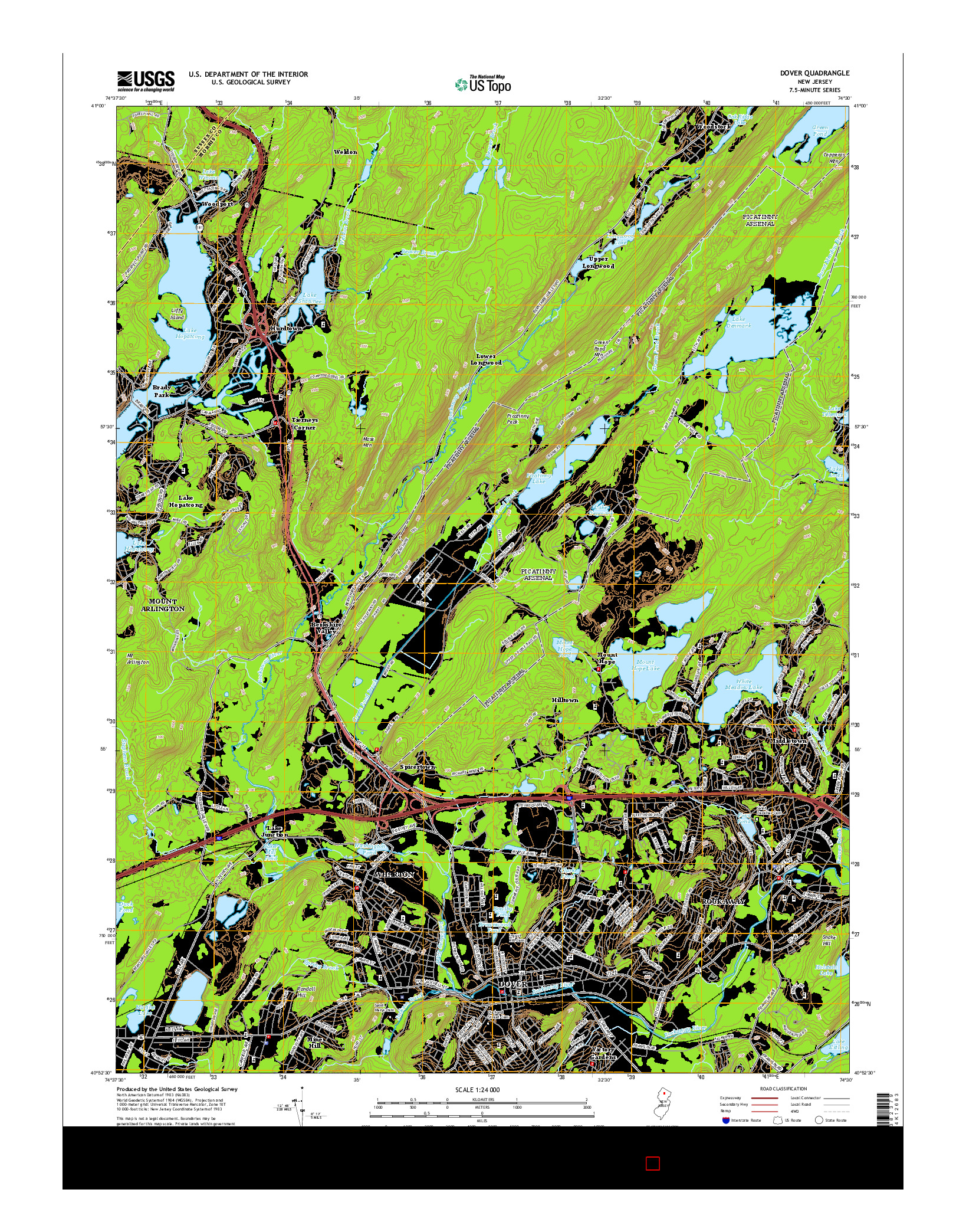 USGS US TOPO 7.5-MINUTE MAP FOR DOVER, NJ 2014