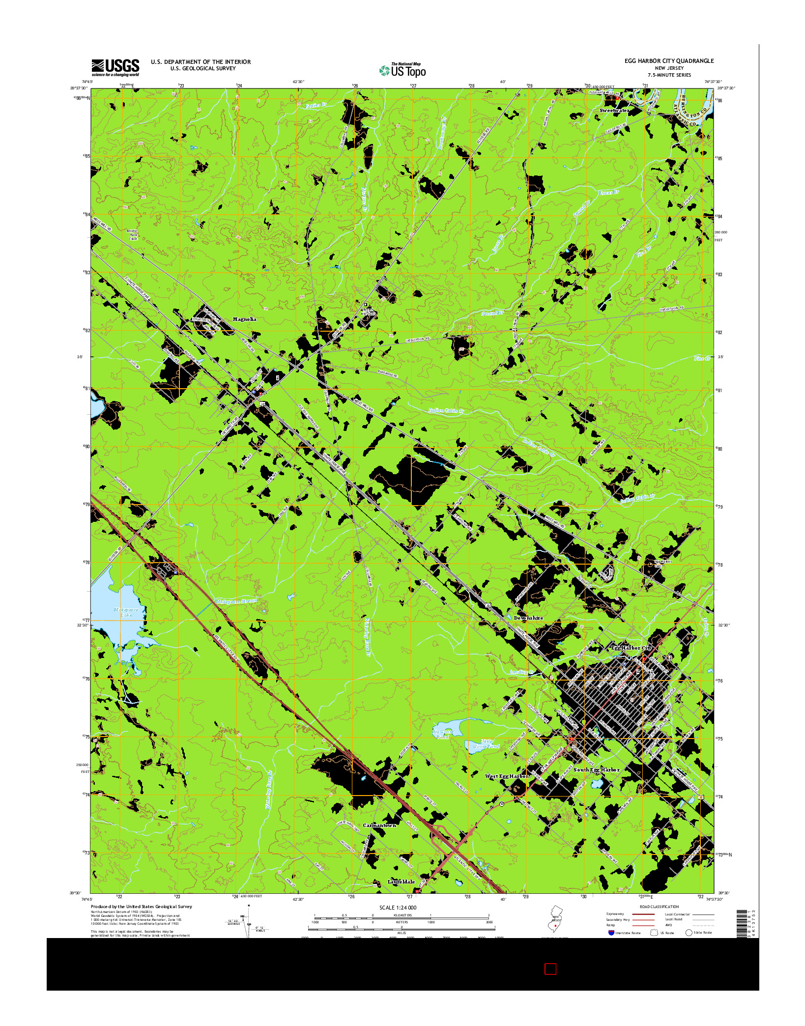USGS US TOPO 7.5-MINUTE MAP FOR EGG HARBOR CITY, NJ 2014