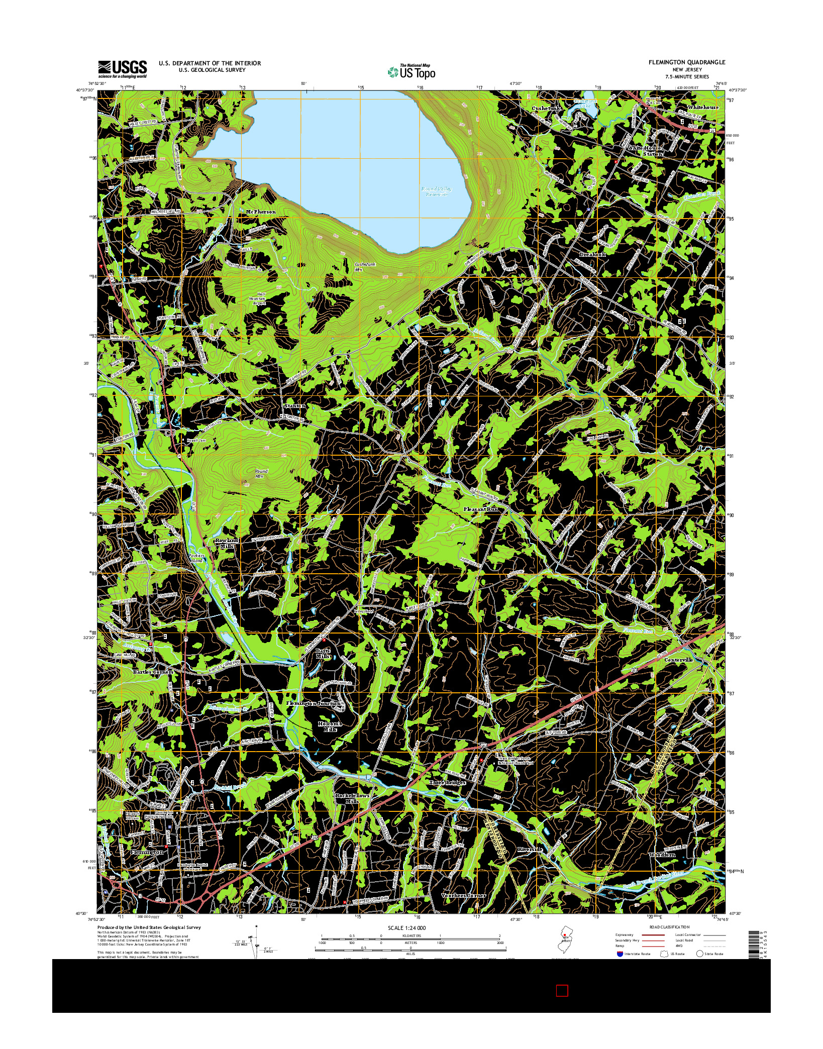 USGS US TOPO 7.5-MINUTE MAP FOR FLEMINGTON, NJ 2014