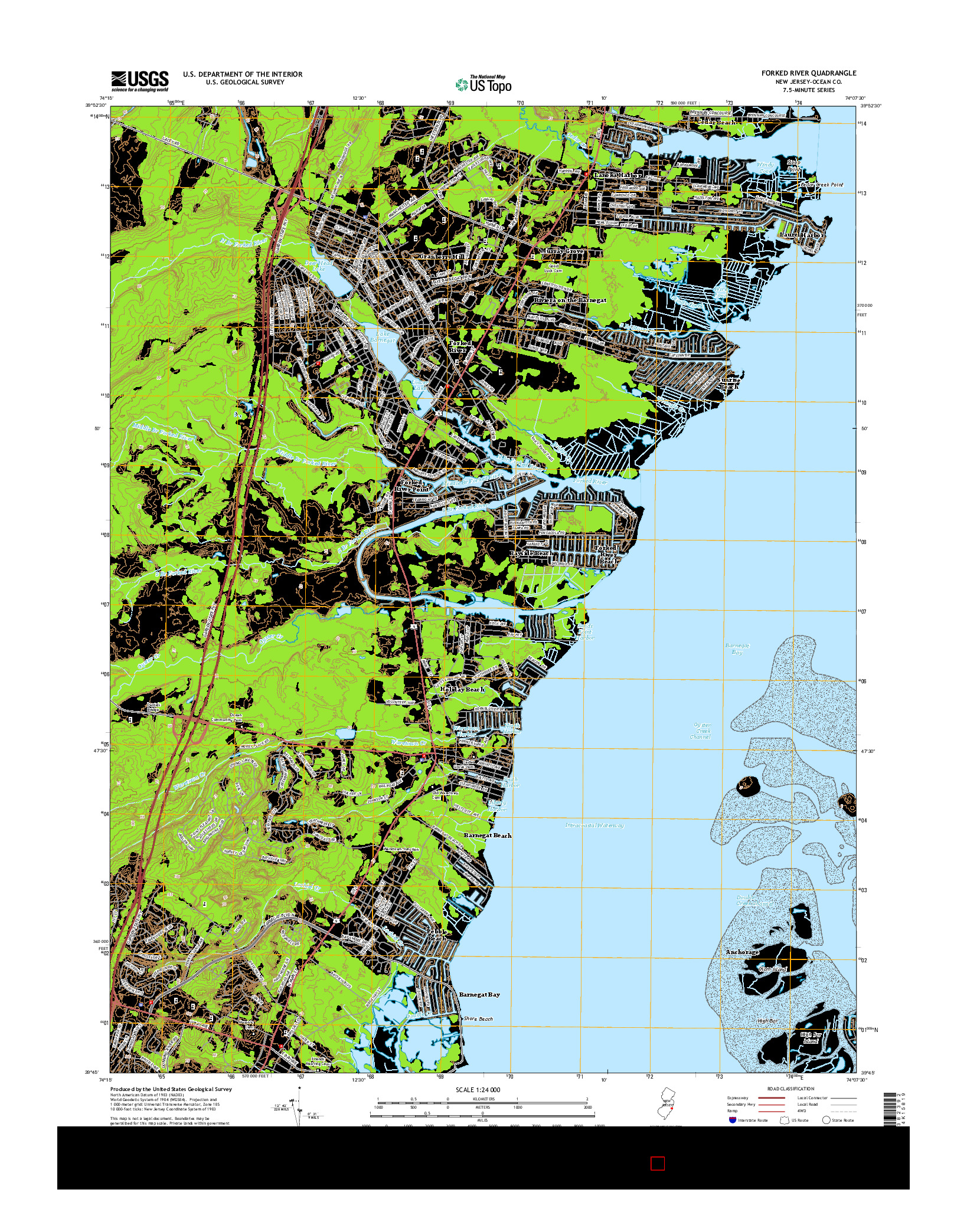 USGS US TOPO 7.5-MINUTE MAP FOR FORKED RIVER, NJ 2014