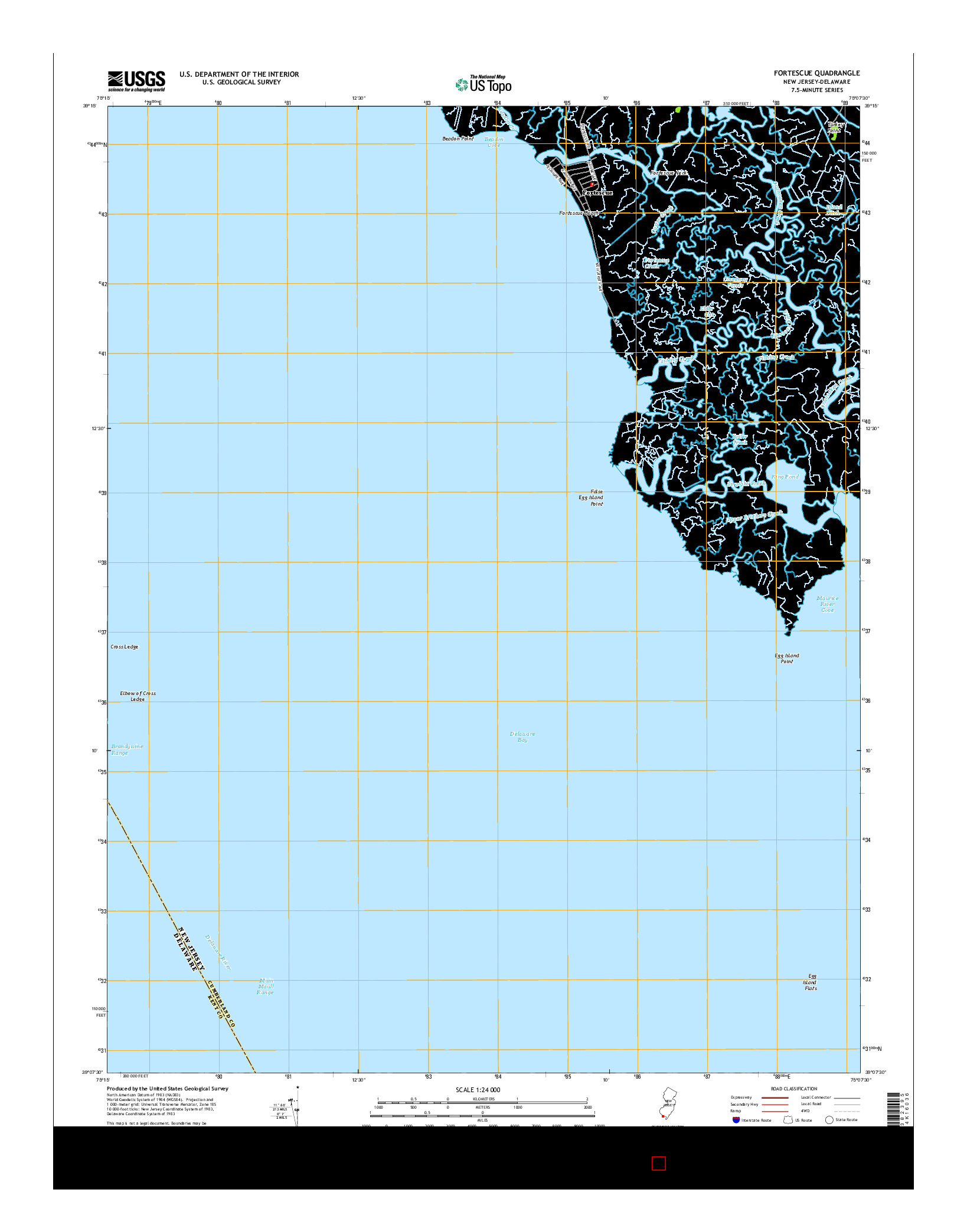 USGS US TOPO 7.5-MINUTE MAP FOR FORTESCUE, NJ-DE 2014