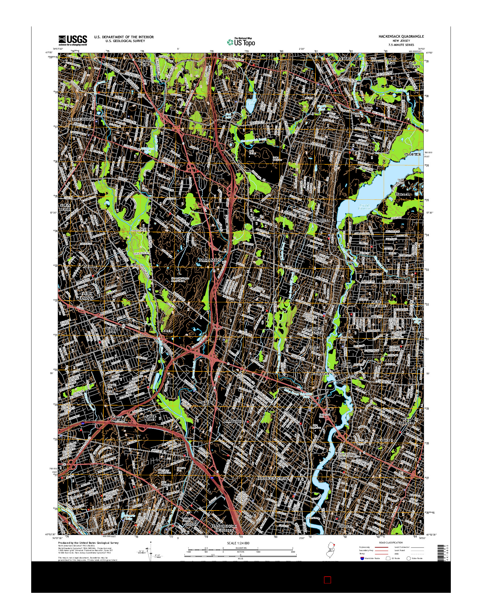 USGS US TOPO 7.5-MINUTE MAP FOR HACKENSACK, NJ 2014