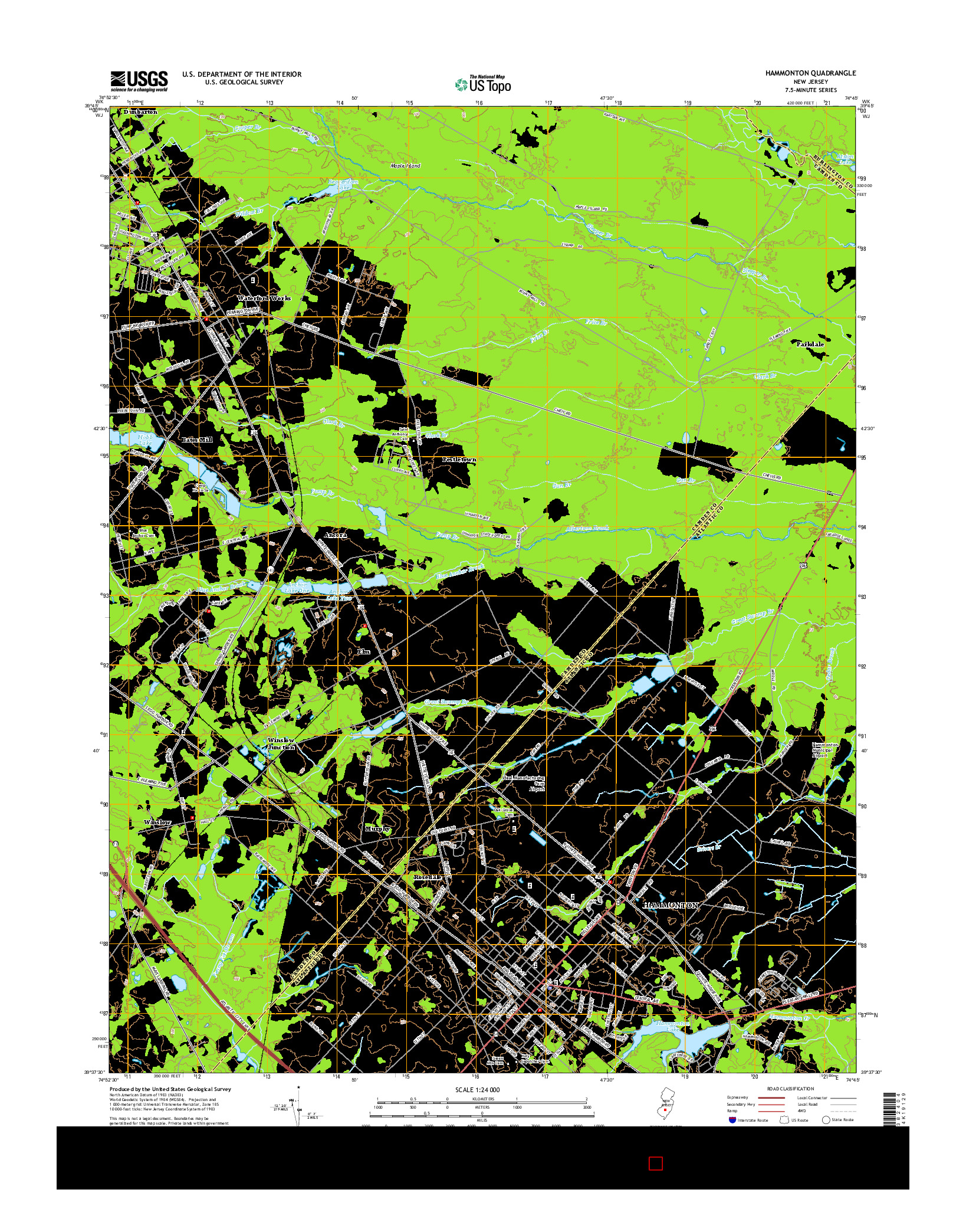USGS US TOPO 7.5-MINUTE MAP FOR HAMMONTON, NJ 2014