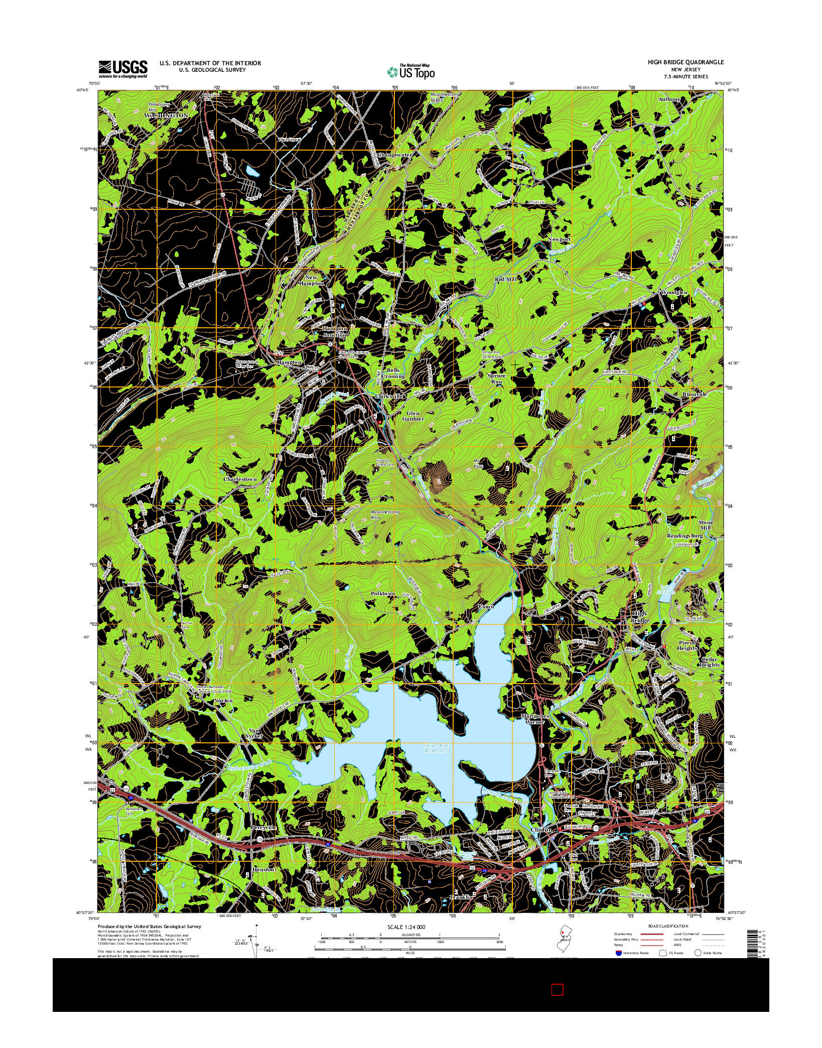 USGS US TOPO 7.5-MINUTE MAP FOR HIGH BRIDGE, NJ 2014