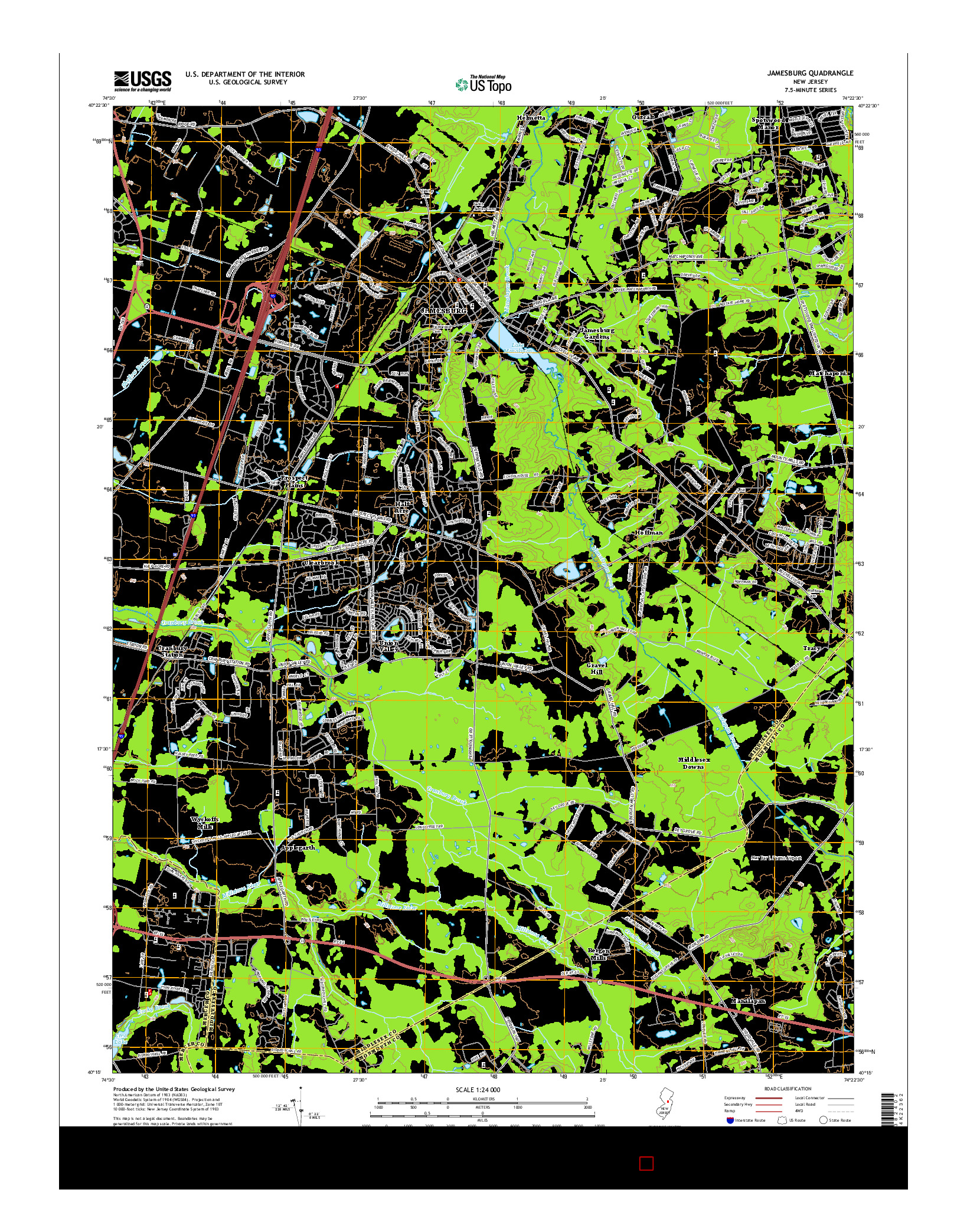 USGS US TOPO 7.5-MINUTE MAP FOR JAMESBURG, NJ 2014