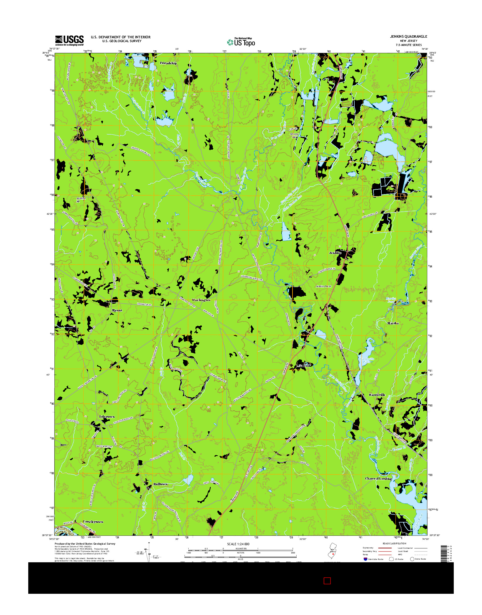 USGS US TOPO 7.5-MINUTE MAP FOR JENKINS, NJ 2014