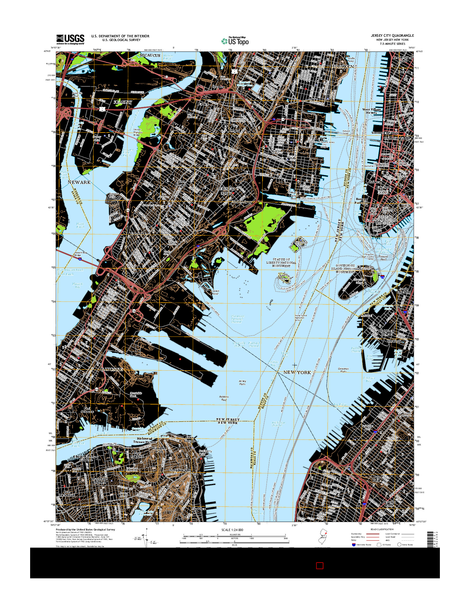 USGS US TOPO 7.5-MINUTE MAP FOR JERSEY CITY, NJ-NY 2014