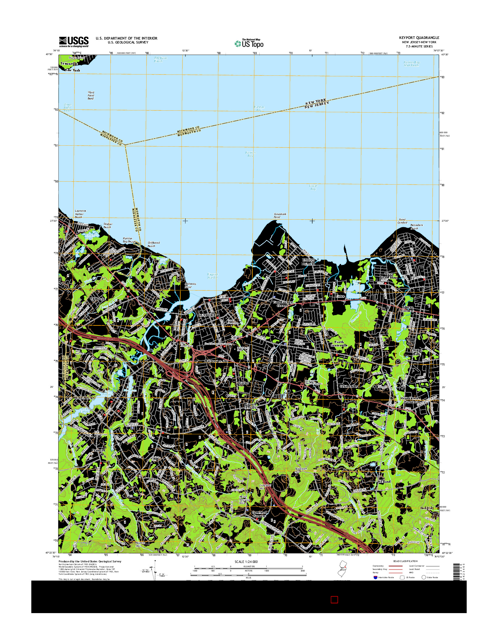 USGS US TOPO 7.5-MINUTE MAP FOR KEYPORT, NJ-NY 2014