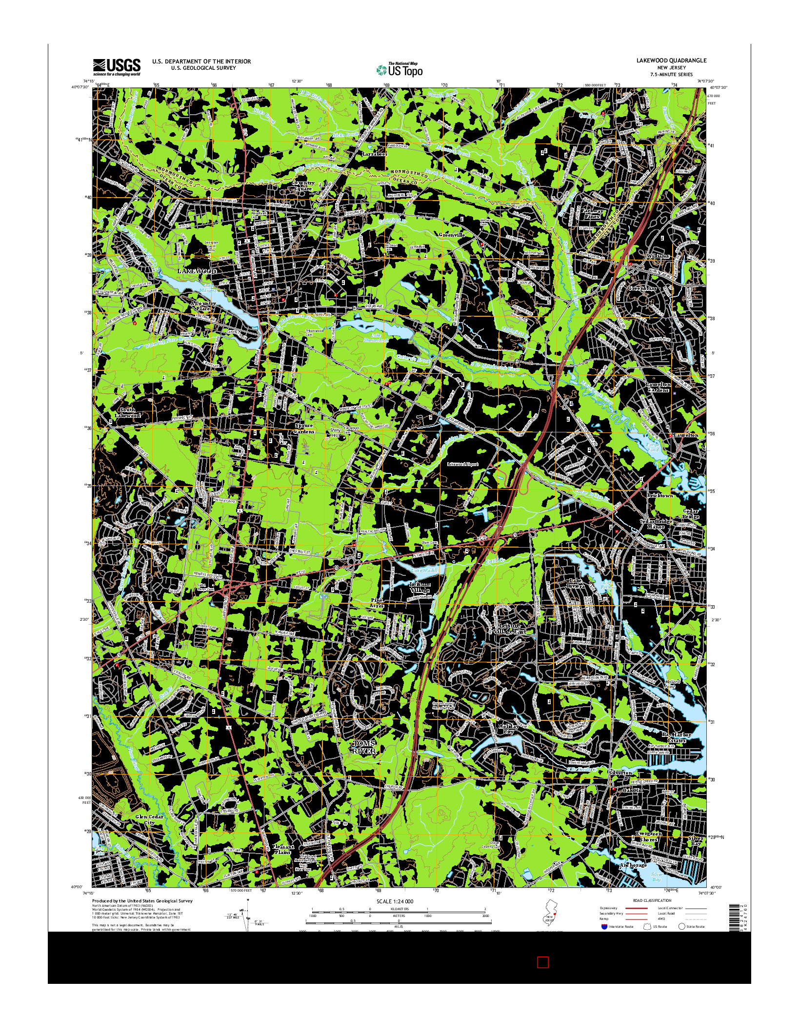 USGS US TOPO 7.5-MINUTE MAP FOR LAKEWOOD, NJ 2014