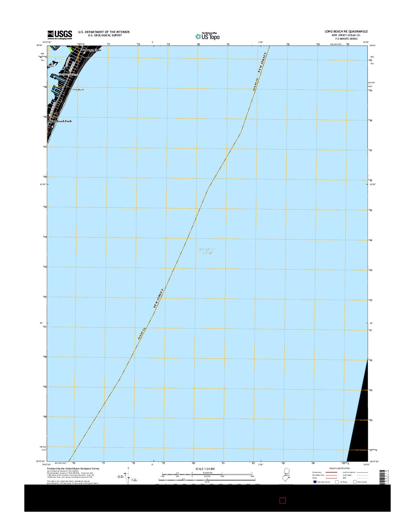 USGS US TOPO 7.5-MINUTE MAP FOR LONG BEACH NE, NJ 2014