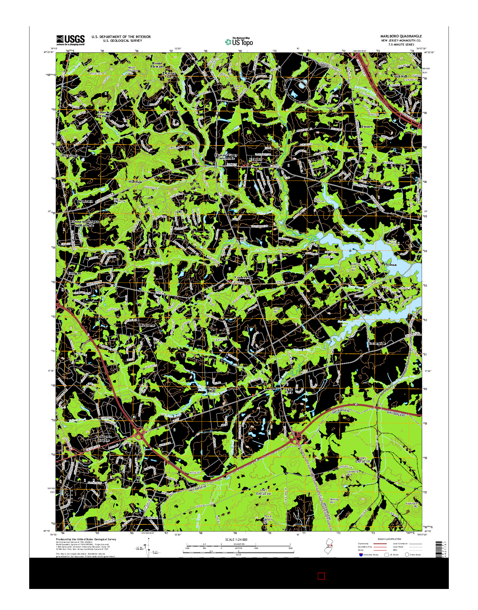 USGS US TOPO 7.5-MINUTE MAP FOR MARLBORO, NJ 2014