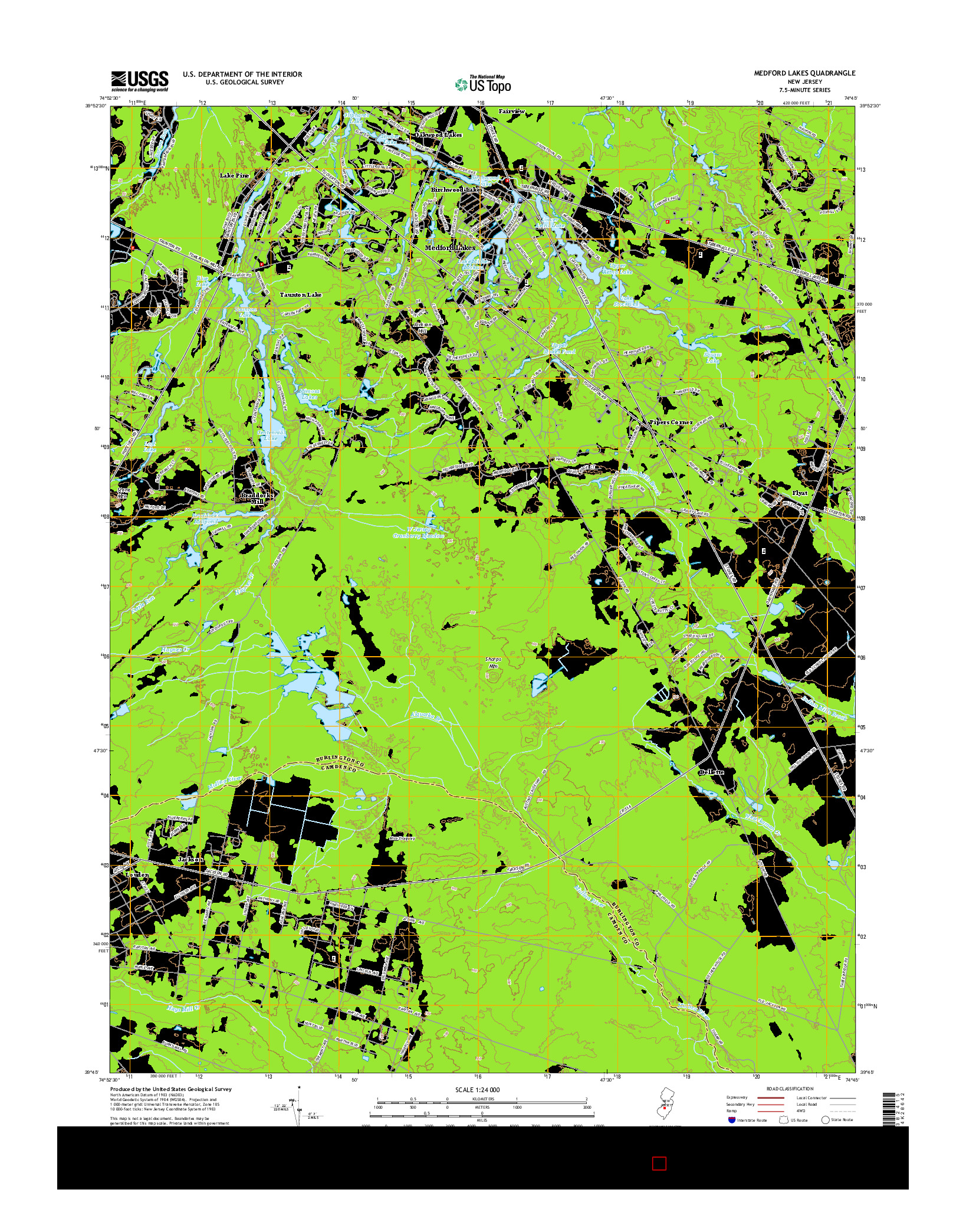 USGS US TOPO 7.5-MINUTE MAP FOR MEDFORD LAKES, NJ 2014