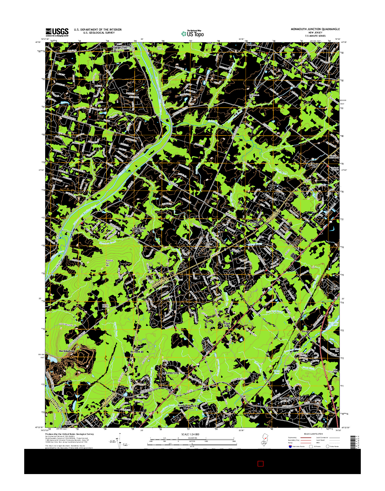 USGS US TOPO 7.5-MINUTE MAP FOR MONMOUTH JUNCTION, NJ 2014