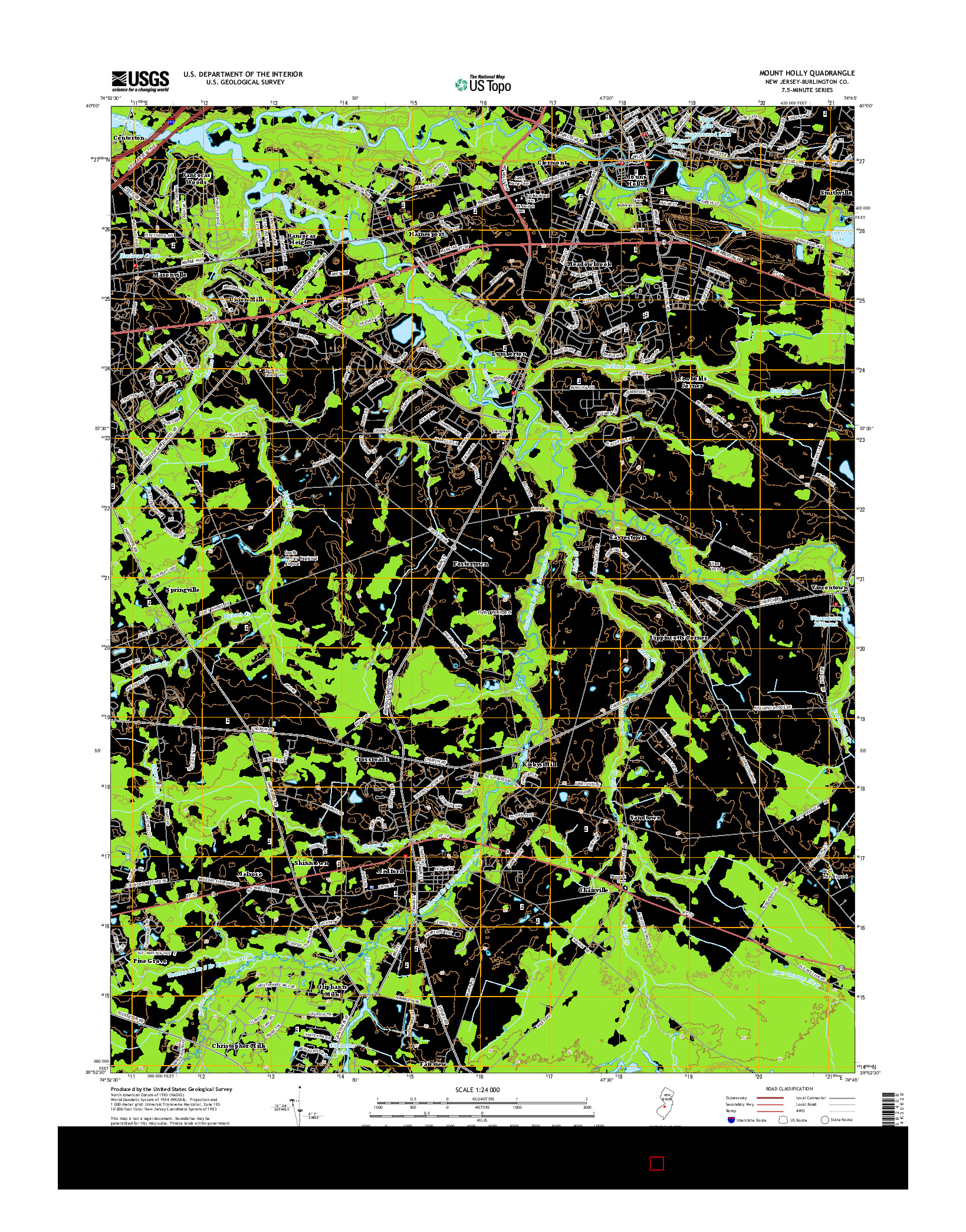 USGS US TOPO 7.5-MINUTE MAP FOR MOUNT HOLLY, NJ 2014