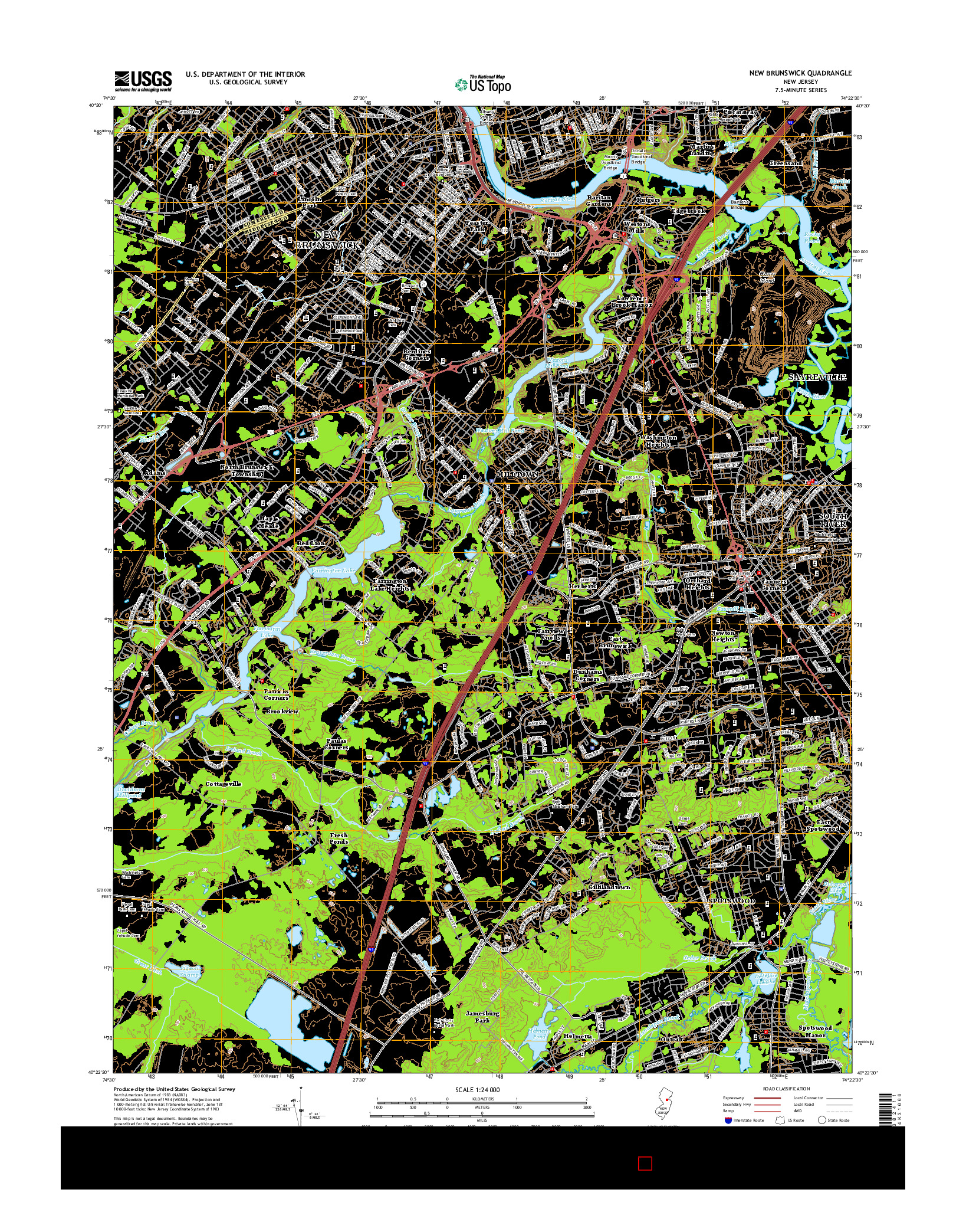 USGS US TOPO 7.5-MINUTE MAP FOR NEW BRUNSWICK, NJ 2014