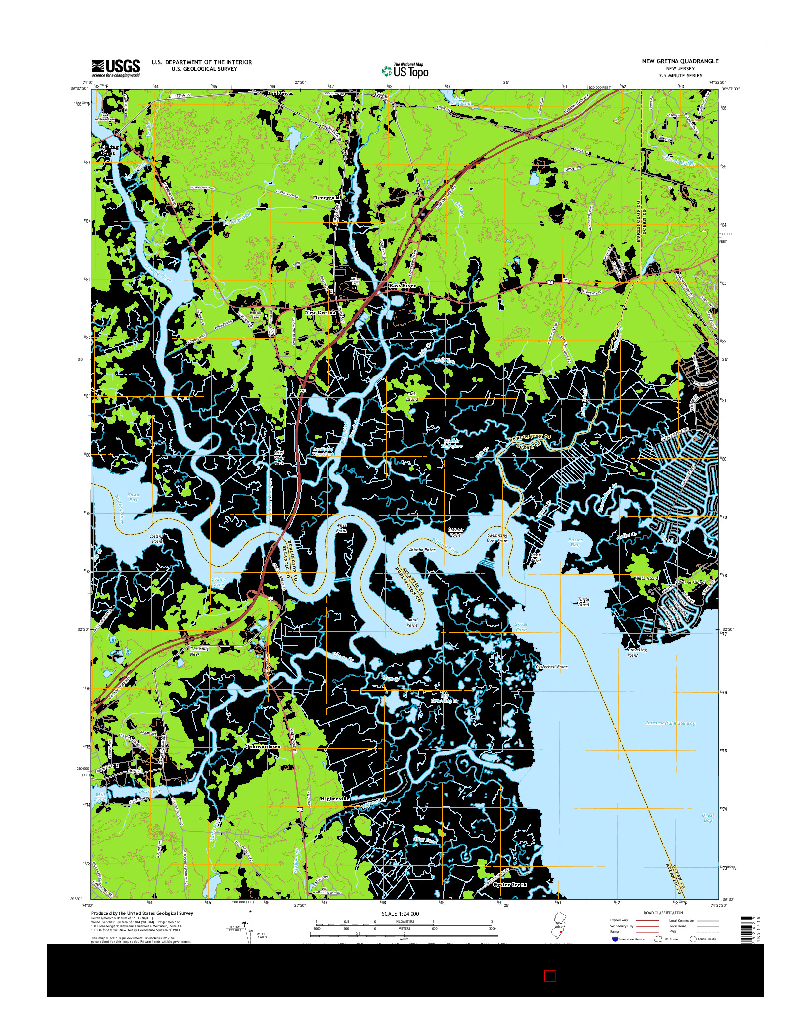 USGS US TOPO 7.5-MINUTE MAP FOR NEW GRETNA, NJ 2014