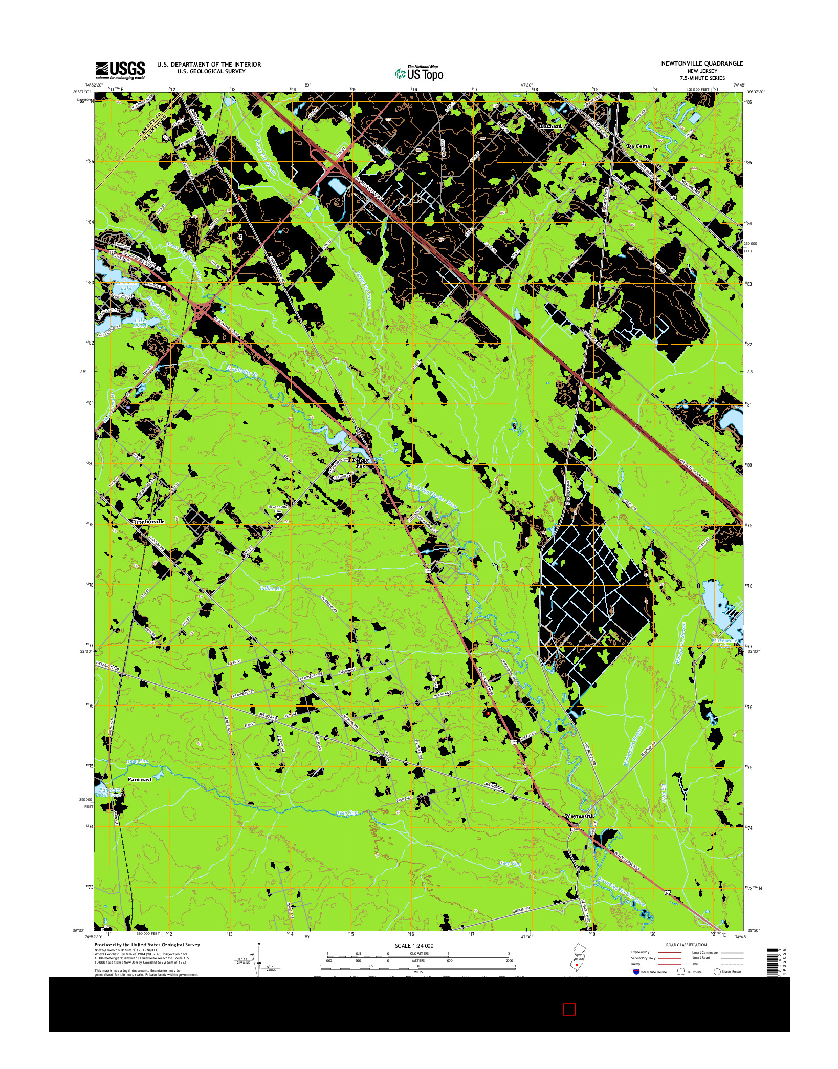 USGS US TOPO 7.5-MINUTE MAP FOR NEWTONVILLE, NJ 2014