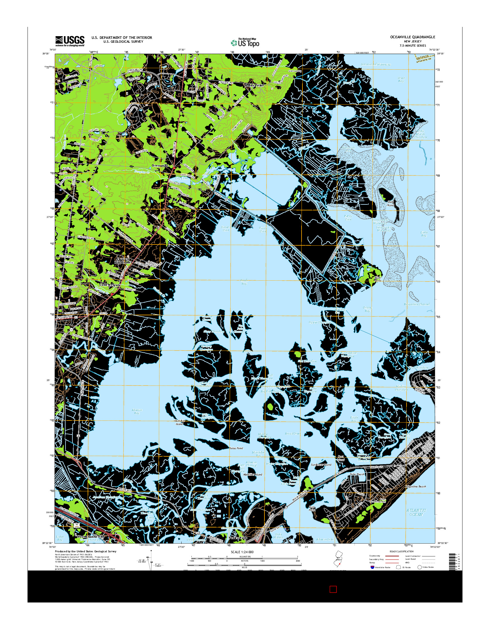 USGS US TOPO 7.5-MINUTE MAP FOR OCEANVILLE, NJ 2014
