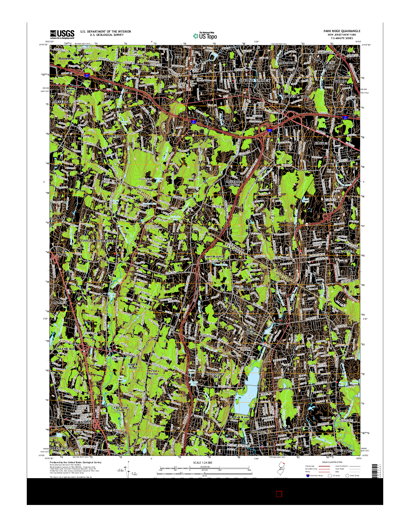 USGS US TOPO 7.5-MINUTE MAP FOR PARK RIDGE, NJ-NY 2014