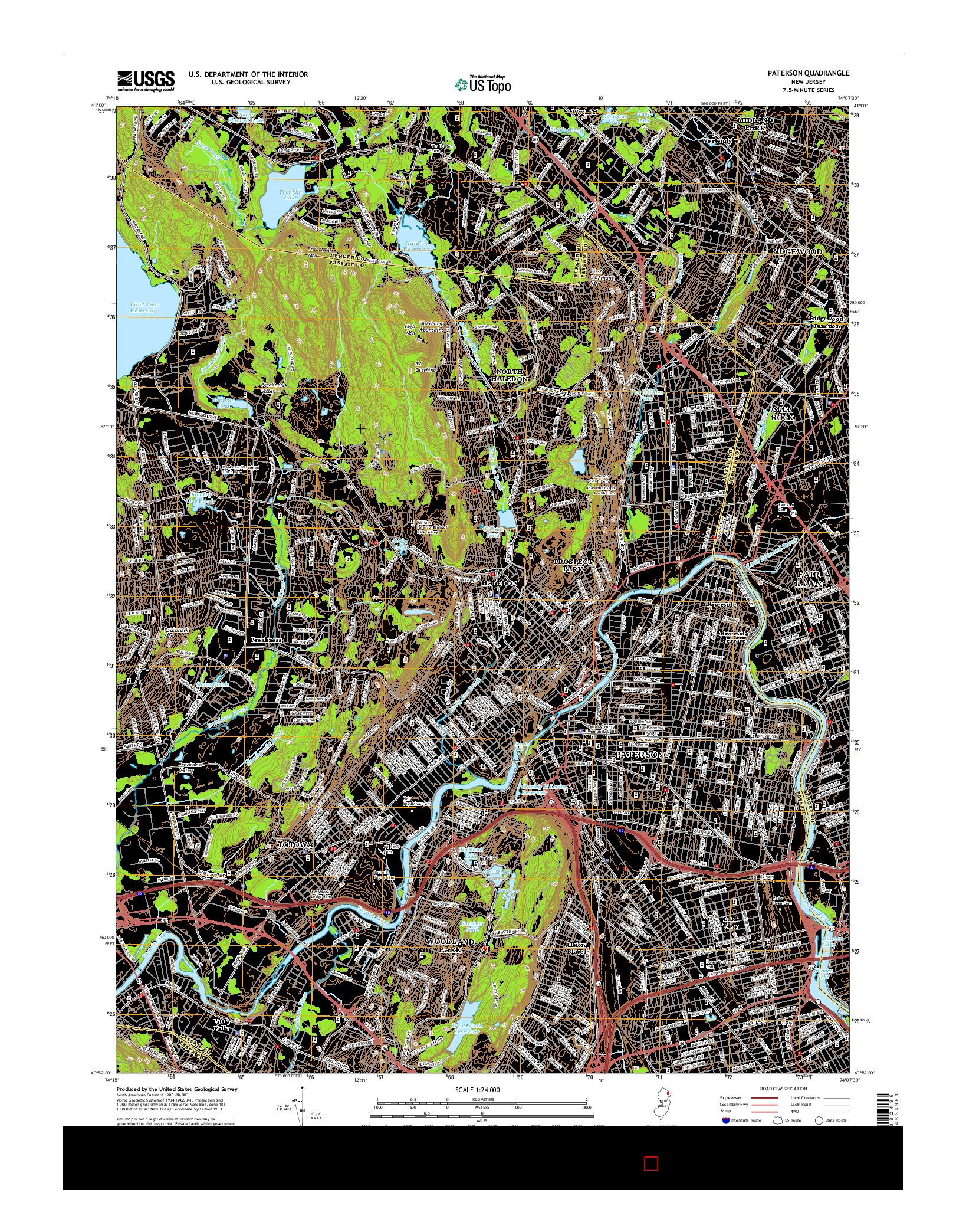 USGS US TOPO 7.5-MINUTE MAP FOR PATERSON, NJ 2014