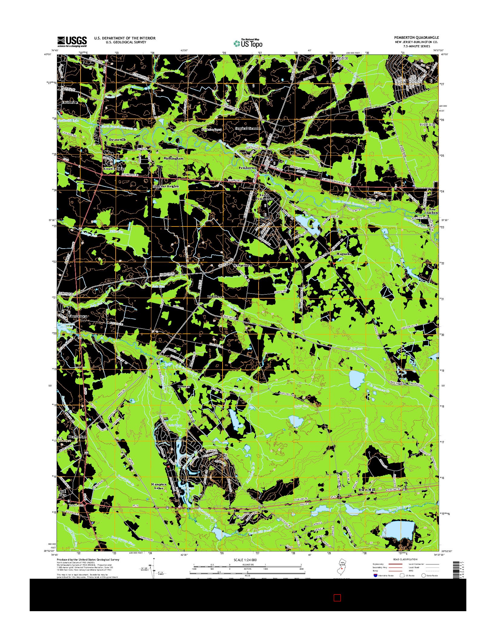 USGS US TOPO 7.5-MINUTE MAP FOR PEMBERTON, NJ 2014