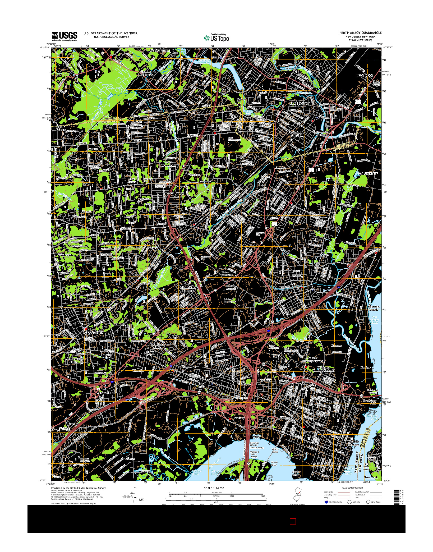 USGS US TOPO 7.5-MINUTE MAP FOR PERTH AMBOY, NJ-NY 2014