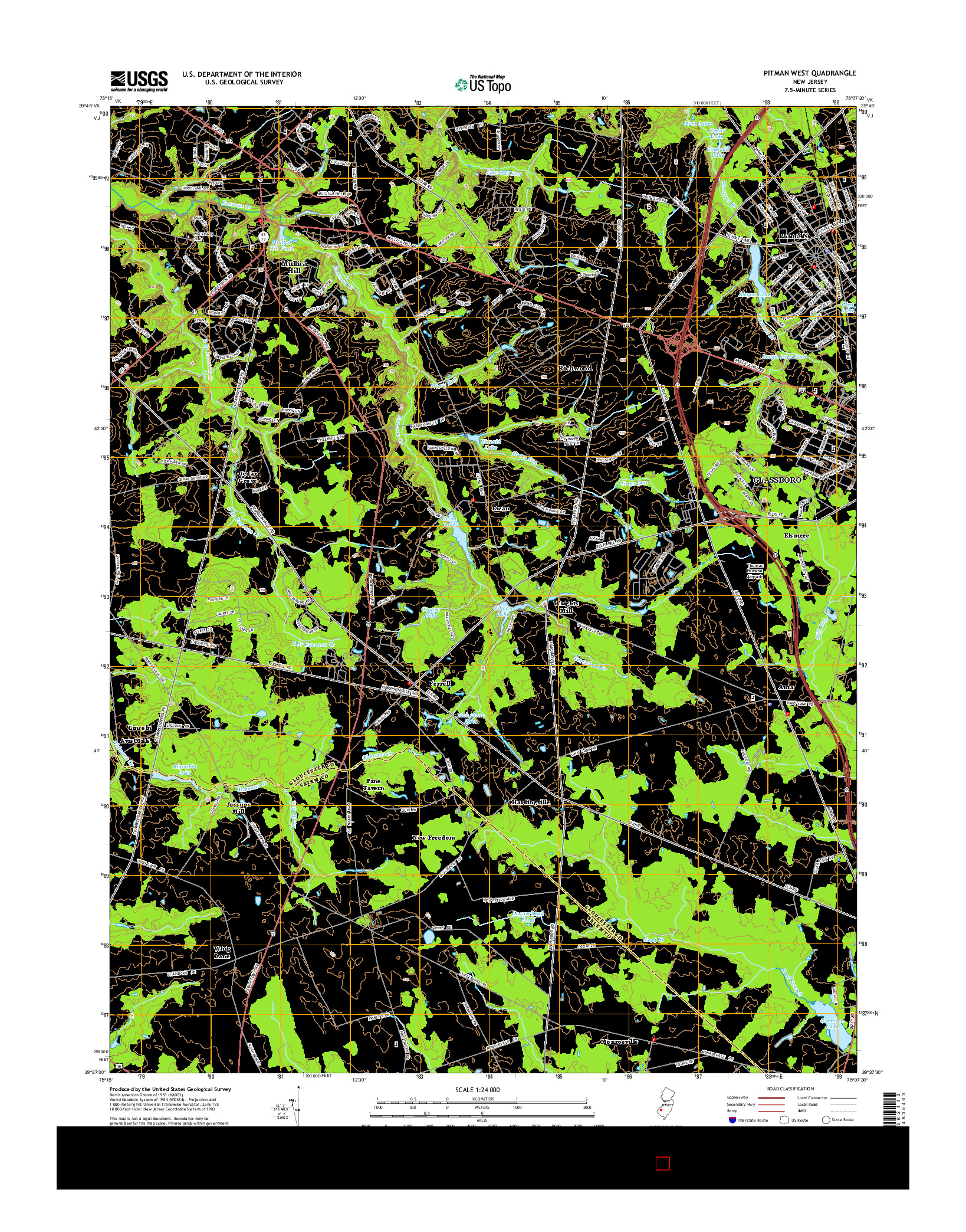 USGS US TOPO 7.5-MINUTE MAP FOR PITMAN WEST, NJ 2014