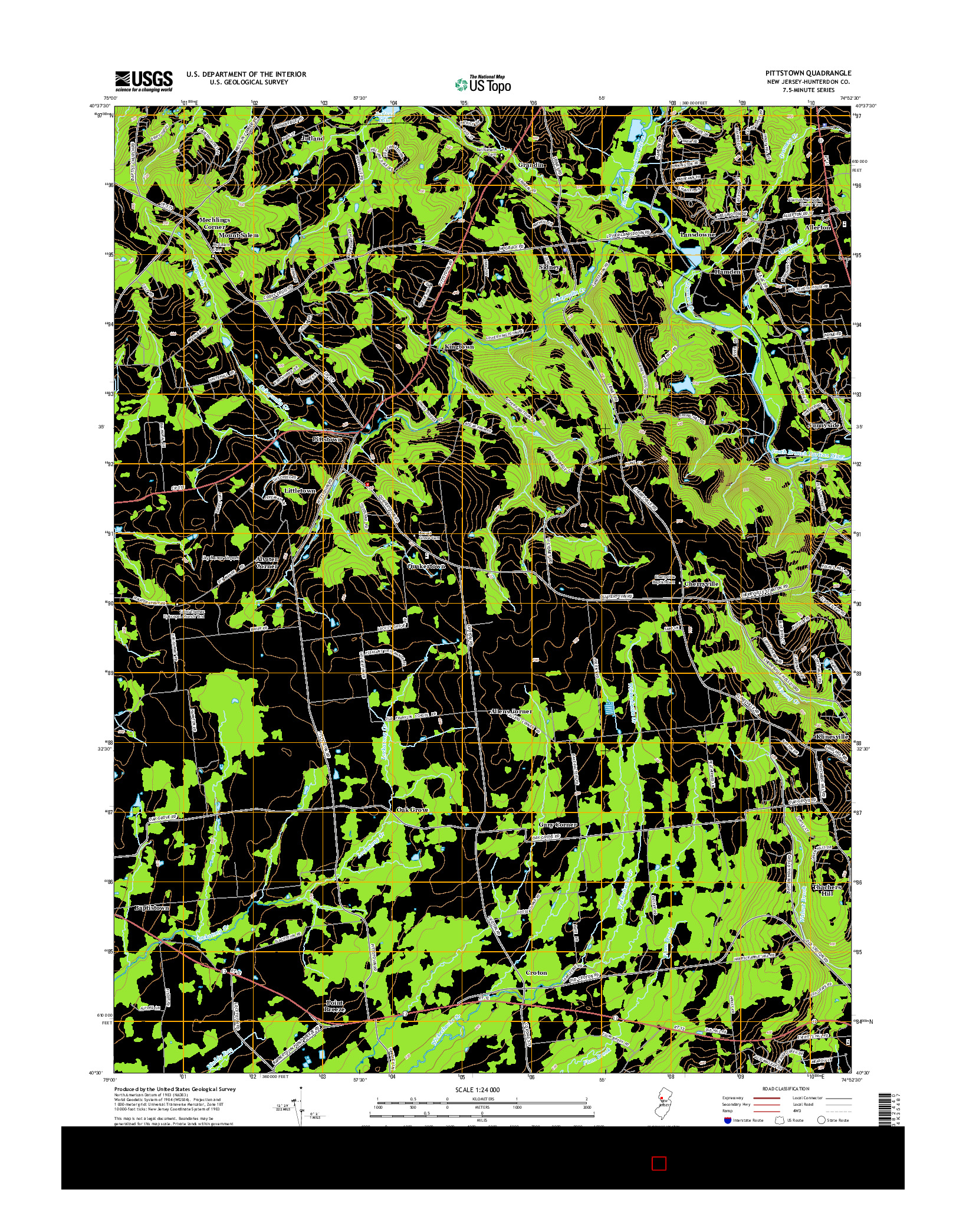 USGS US TOPO 7.5-MINUTE MAP FOR PITTSTOWN, NJ 2014