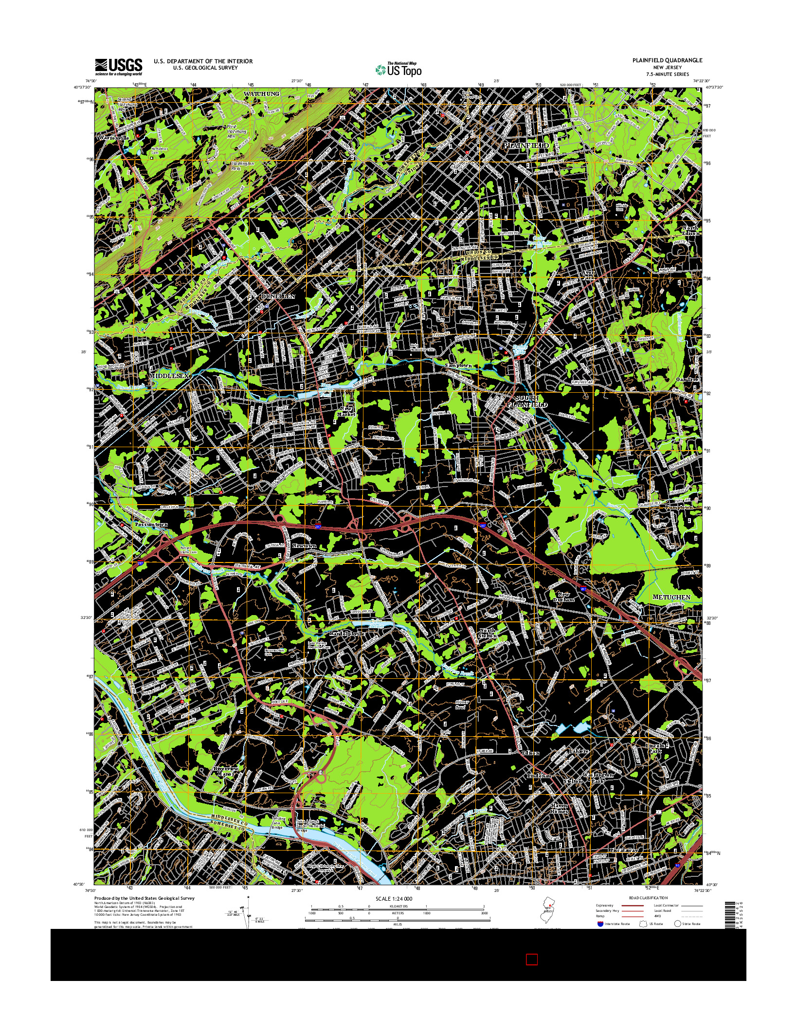 USGS US TOPO 7.5-MINUTE MAP FOR PLAINFIELD, NJ 2014