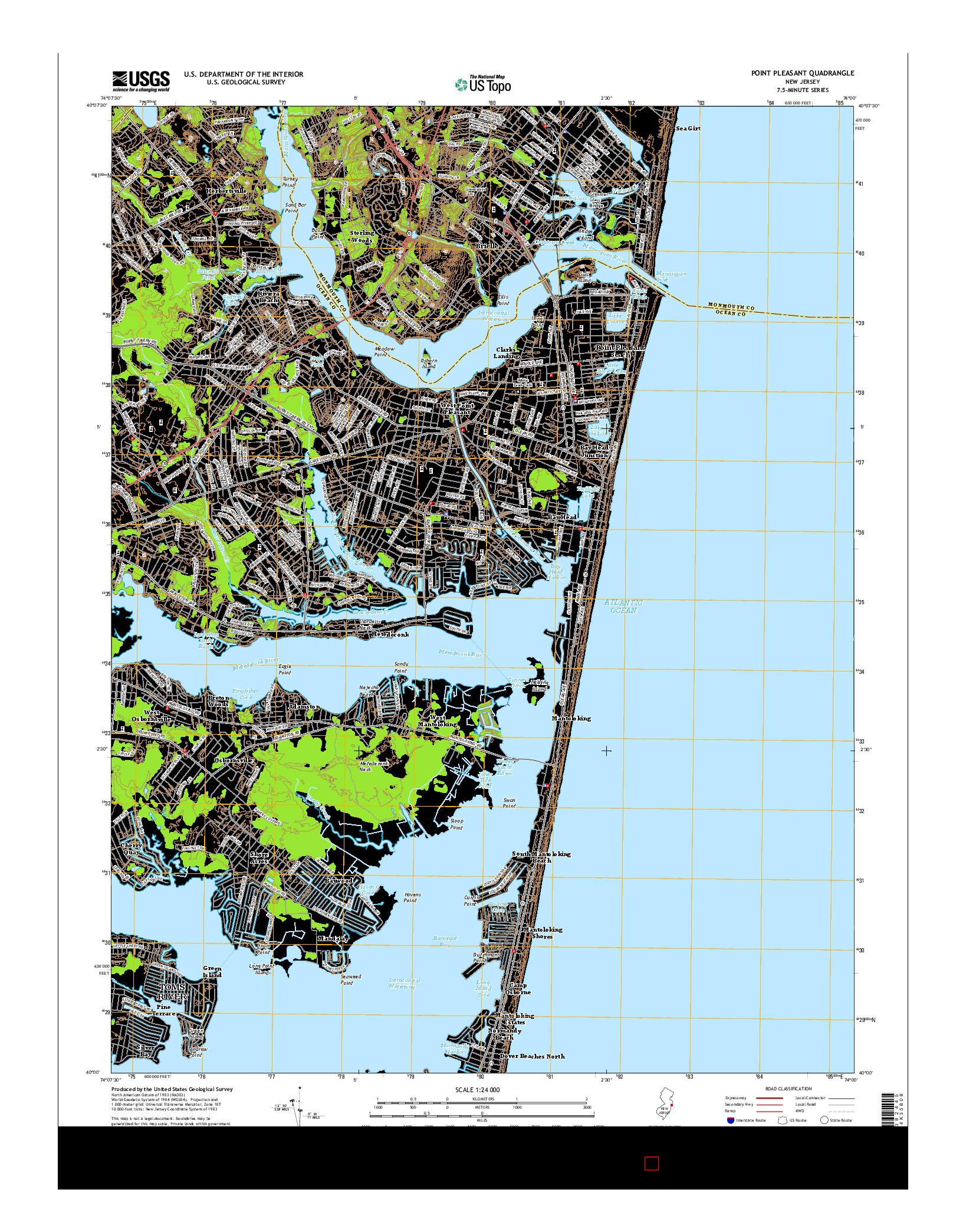 USGS US TOPO 7.5-MINUTE MAP FOR POINT PLEASANT, NJ 2014
