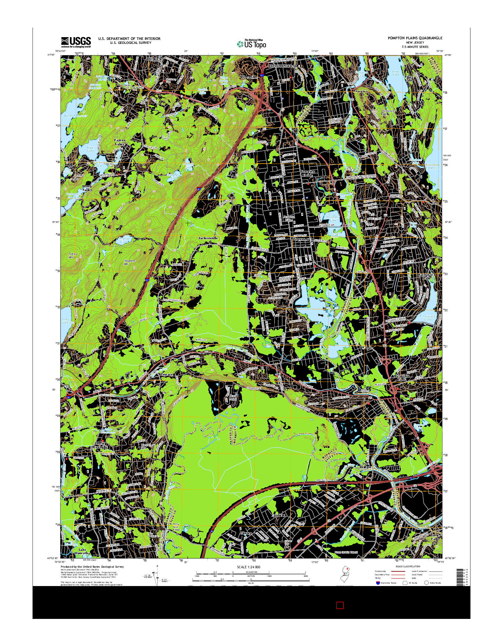 USGS US TOPO 7.5-MINUTE MAP FOR POMPTON PLAINS, NJ 2014