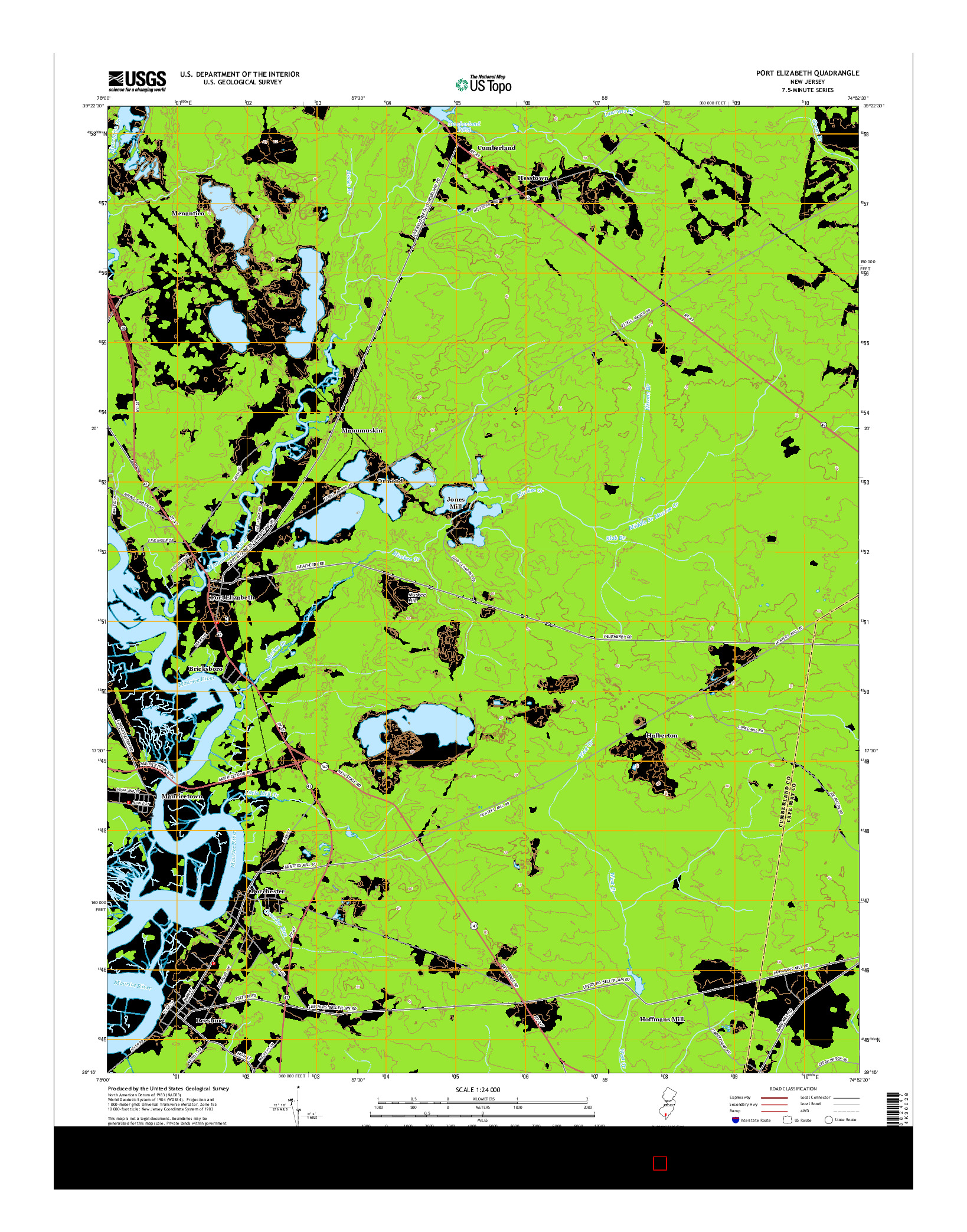 USGS US TOPO 7.5-MINUTE MAP FOR PORT ELIZABETH, NJ 2014