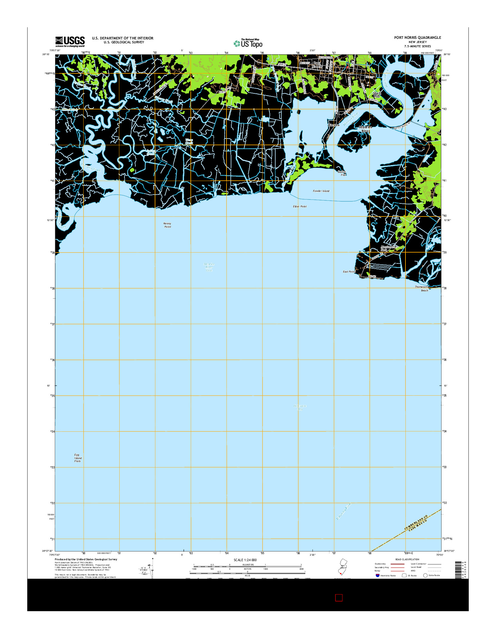 USGS US TOPO 7.5-MINUTE MAP FOR PORT NORRIS, NJ 2014