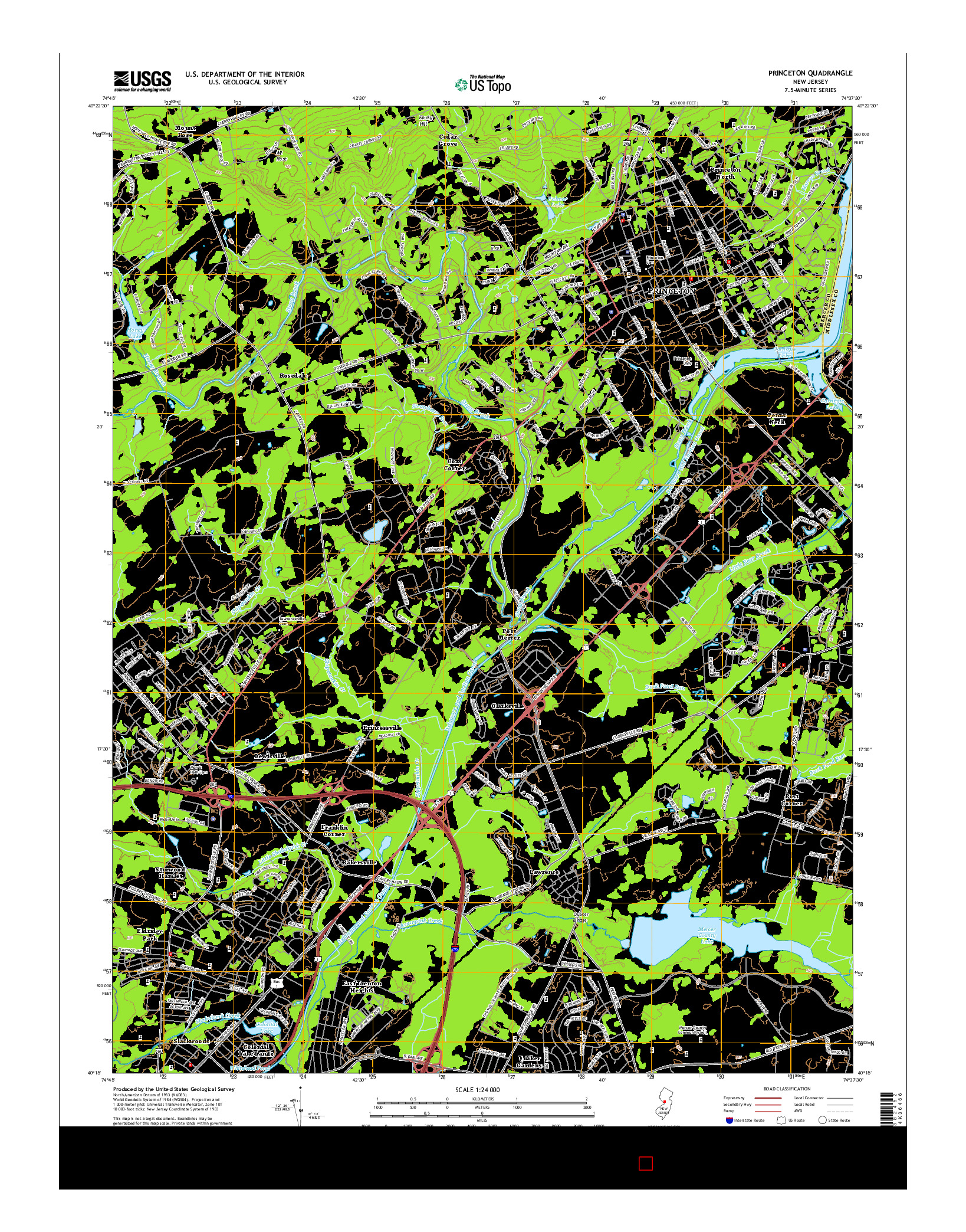 USGS US TOPO 7.5-MINUTE MAP FOR PRINCETON, NJ 2014